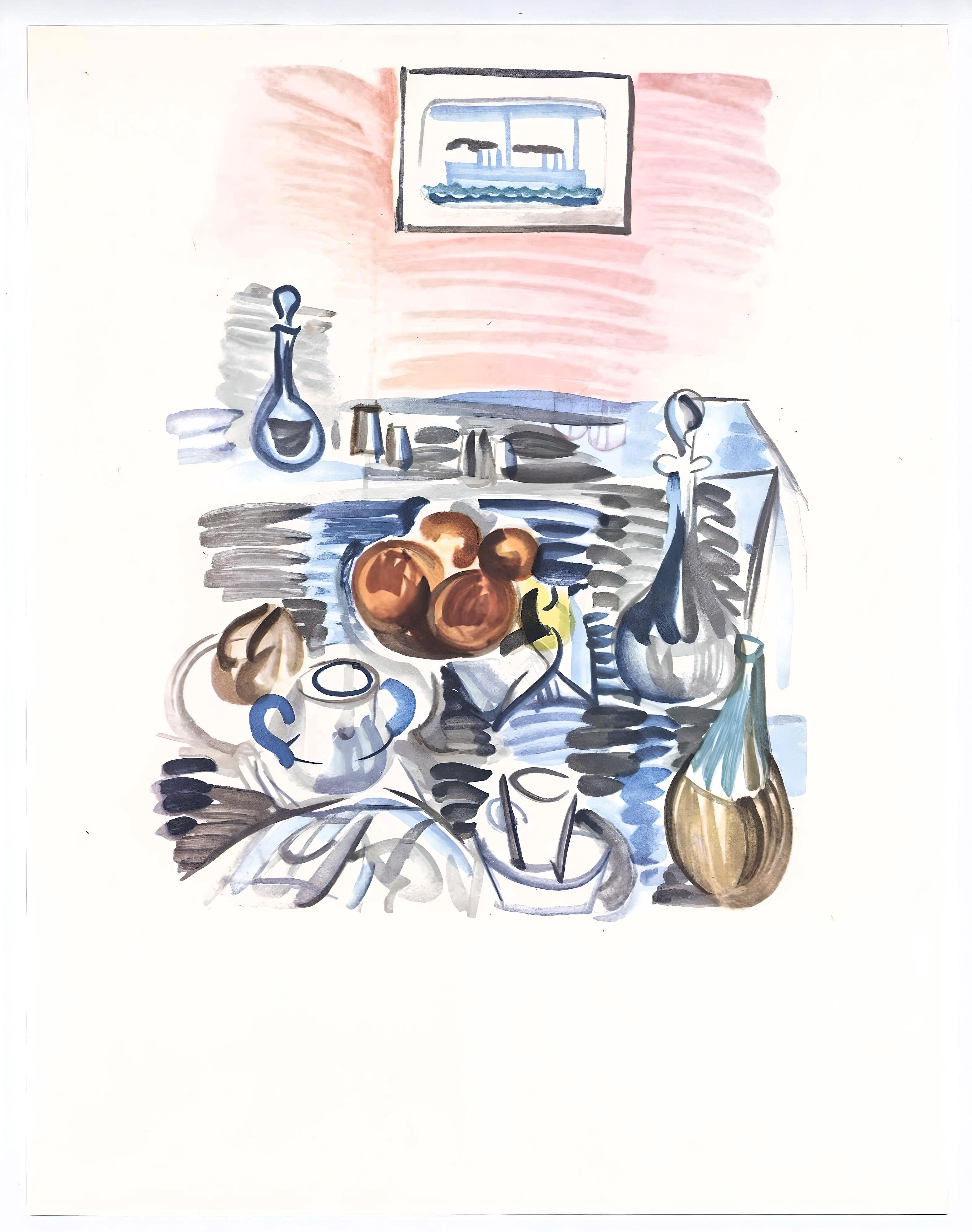 Support : Lithographie sur papier bouffant des Papeteries de Casteljoux
Année : 1970
Taille du papier : 12 x 9.25 pouces
Inscription : Non signé et non numéroté, tel que publié
Notes : Extrait du folio Vacances forcées 1970. Publié par les Éditions