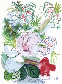 Vintage Dufy, Fleurs peintes en manière, Lettre à mon peintre Raoul Dufy (after)