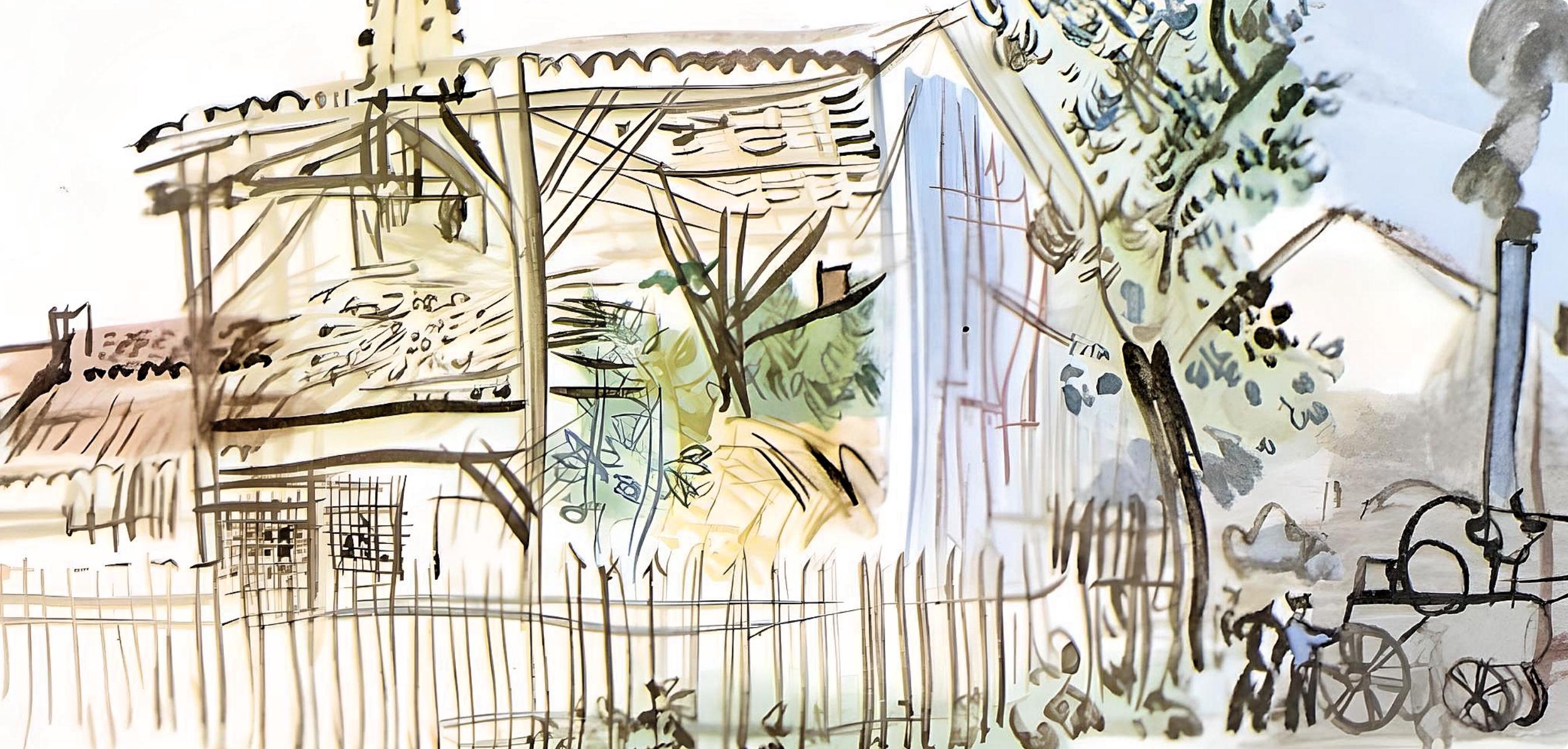 Dufy, La batteuse s'en va, page, Vacances forcées (après) - Moderne Print par Raoul Dufy