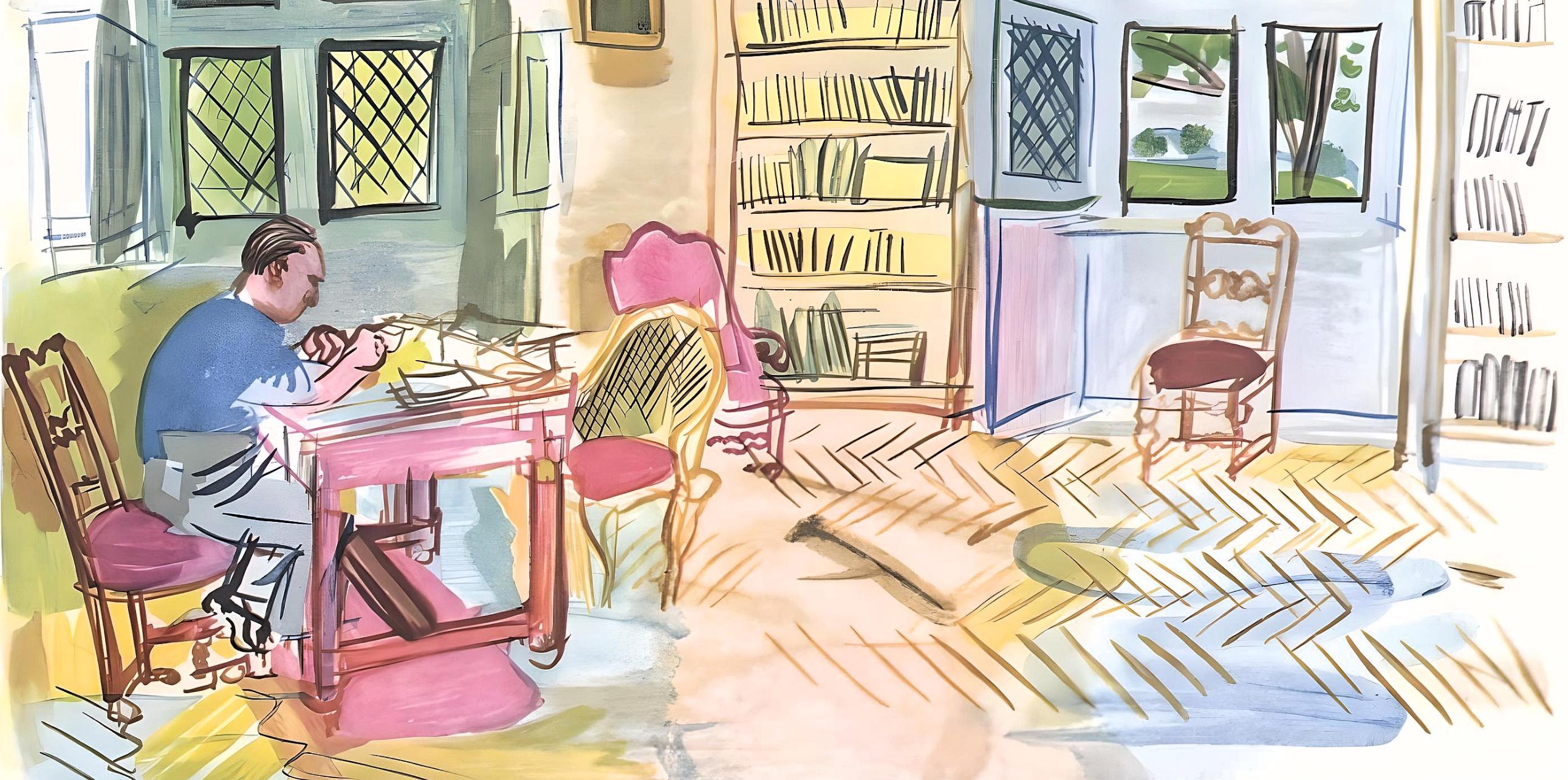 Dufy, L'auteur dans son cabinet de travail, Vacances forcées (after) - Modern Print by Raoul Dufy