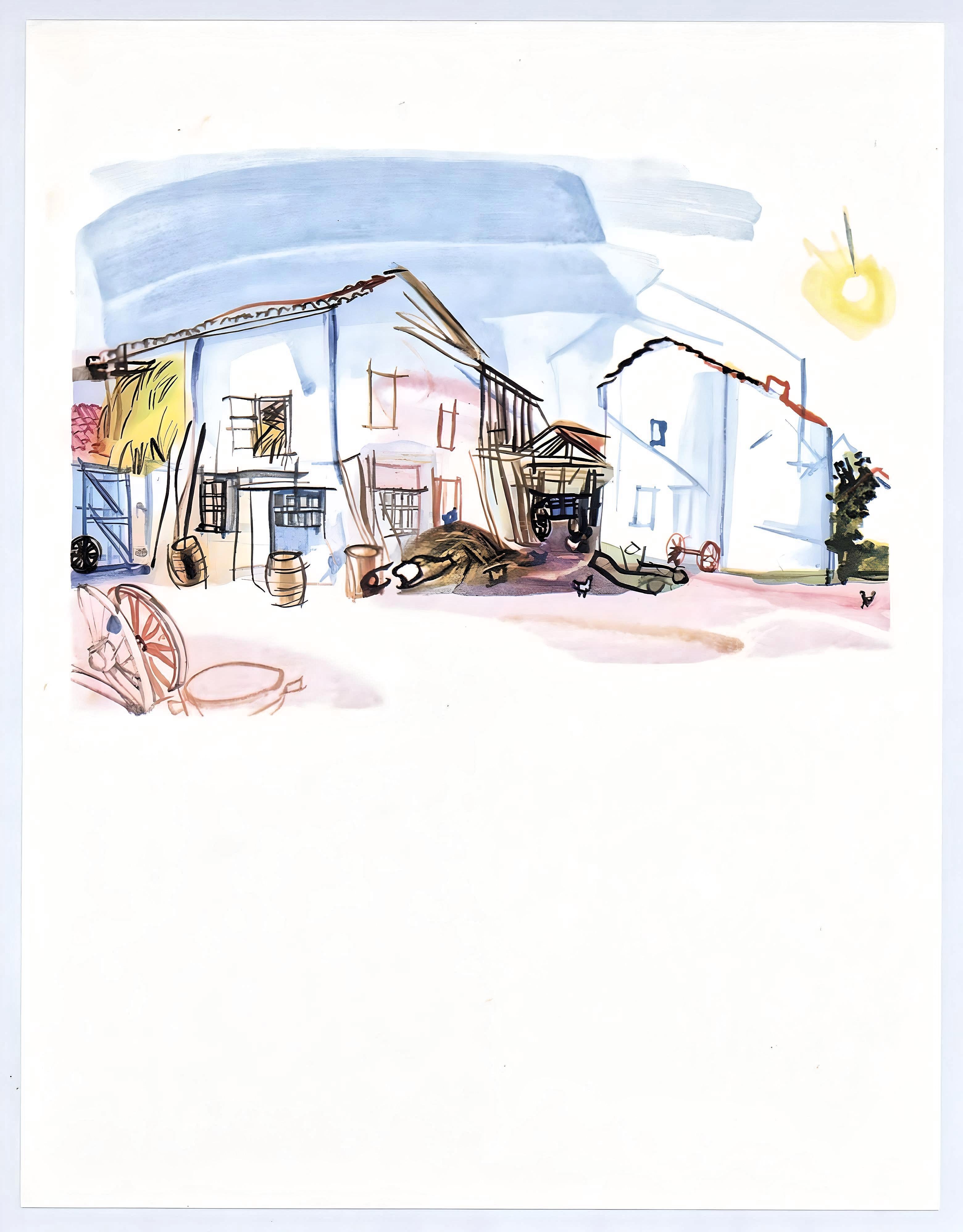 Support : Lithographie sur papier bouffant des Papeteries de Casteljoux
Année : 1970
Taille du papier : 12 x 9.25 pouces
Inscription : Non signé et non numéroté, tel que publié
Notes : Extrait du folio Vacances forcées 1970. Publié par les Éditions
