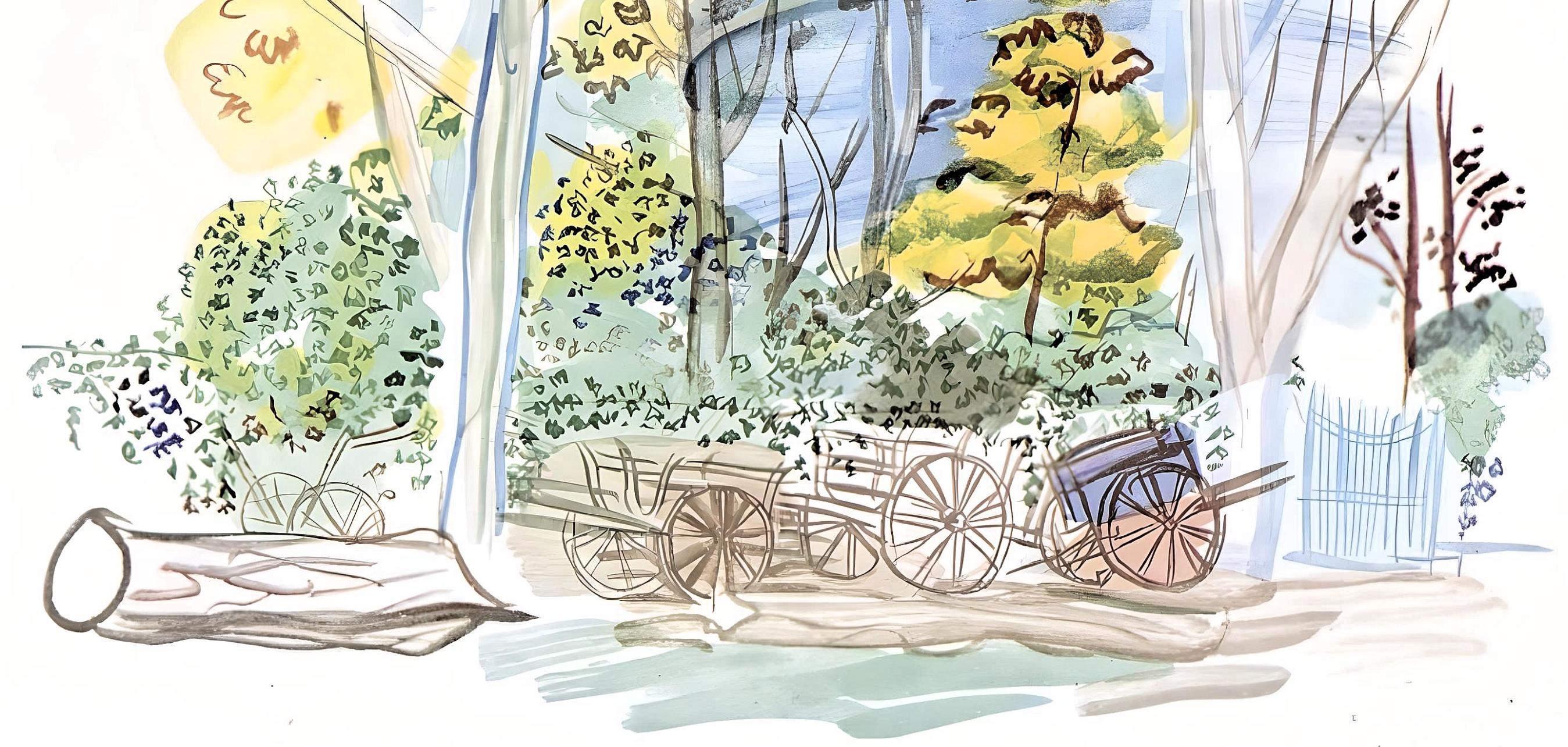 Dufy, Le cimetière des carrioles, Vacances forcées (après) - Moderne Print par Raoul Dufy