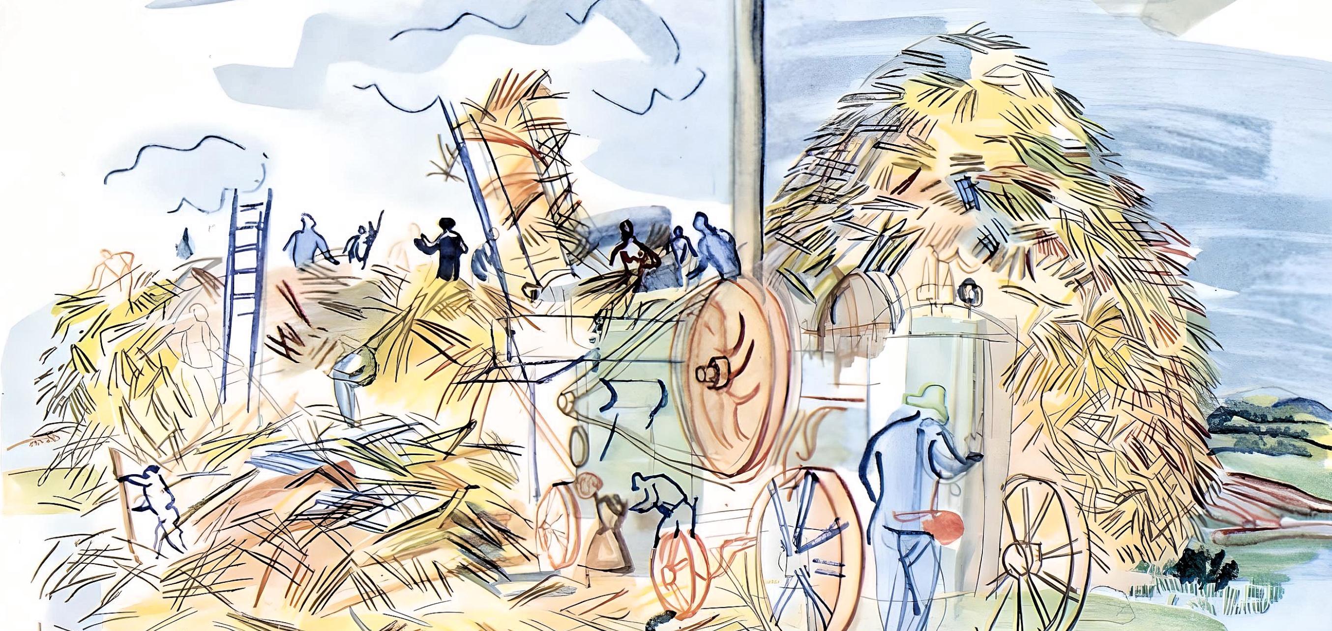 Dufy, Le dépiquage à Montsaunès, Zwangsurlaube (nach) – Print von Raoul Dufy