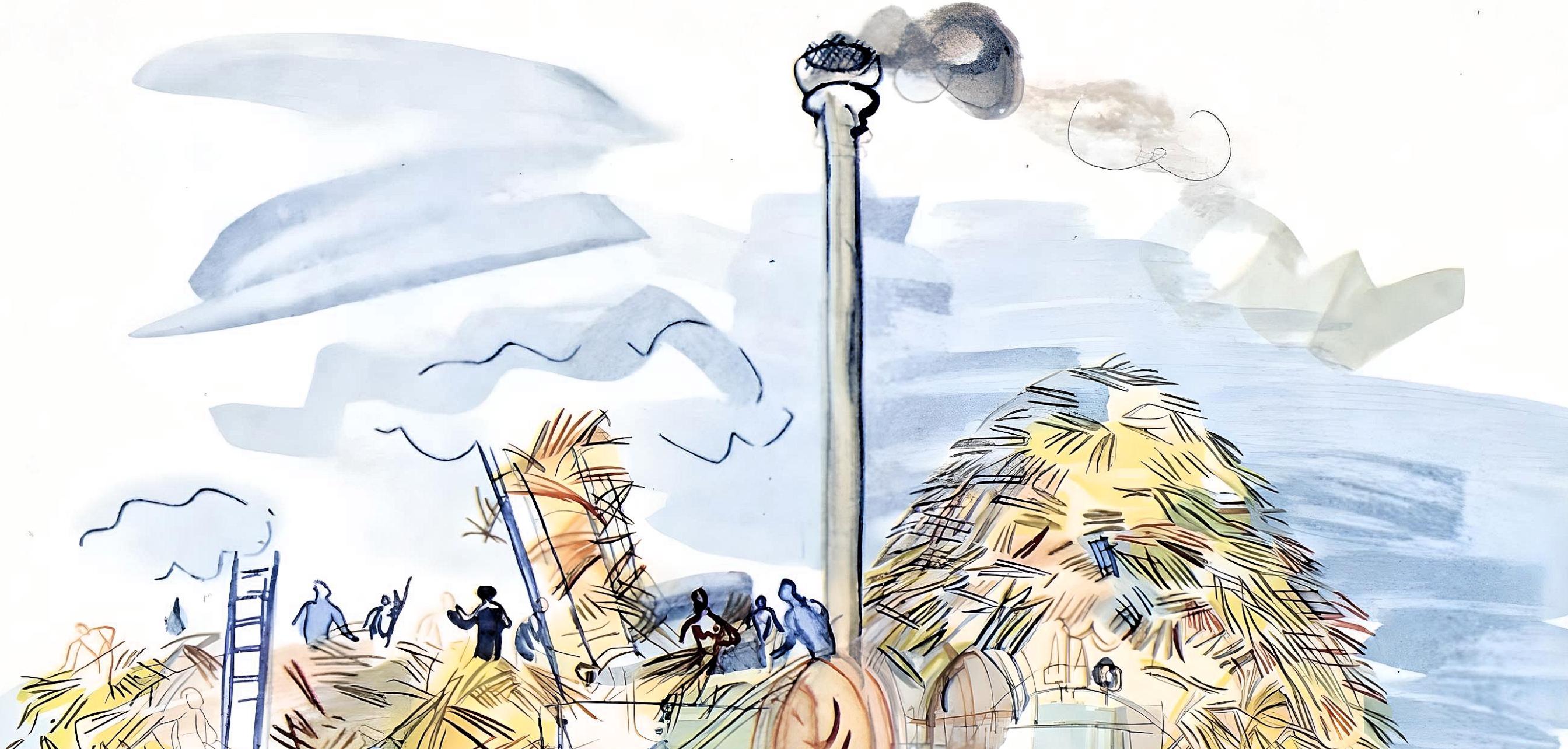 Dufy, Le dépiquage à Montsaunès, Zwangsurlaube (nach) (Moderne), Print, von Raoul Dufy