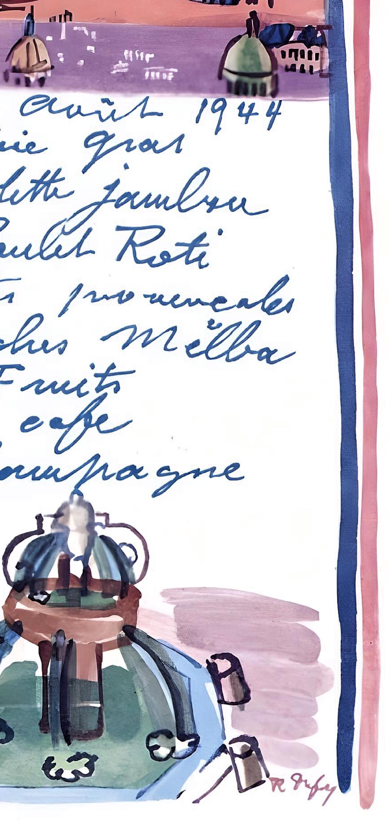 Dufy, Le menu de la Libération, Vacances forcées (después) - Print de Raoul Dufy