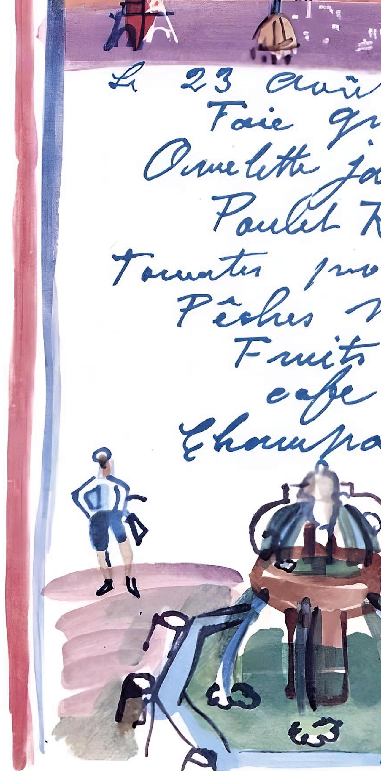 Dufy, Le menu de la Libération, Vacances forcées (después) - Print Moderno de Raoul Dufy