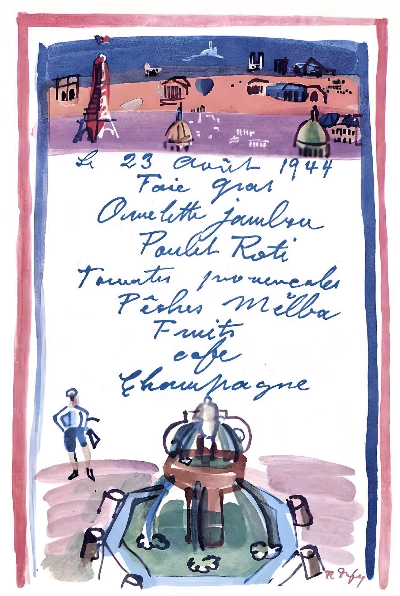 Landscape Print de Raoul Dufy - Dufy, Le menu de la Libération, Vacances forcées (después)