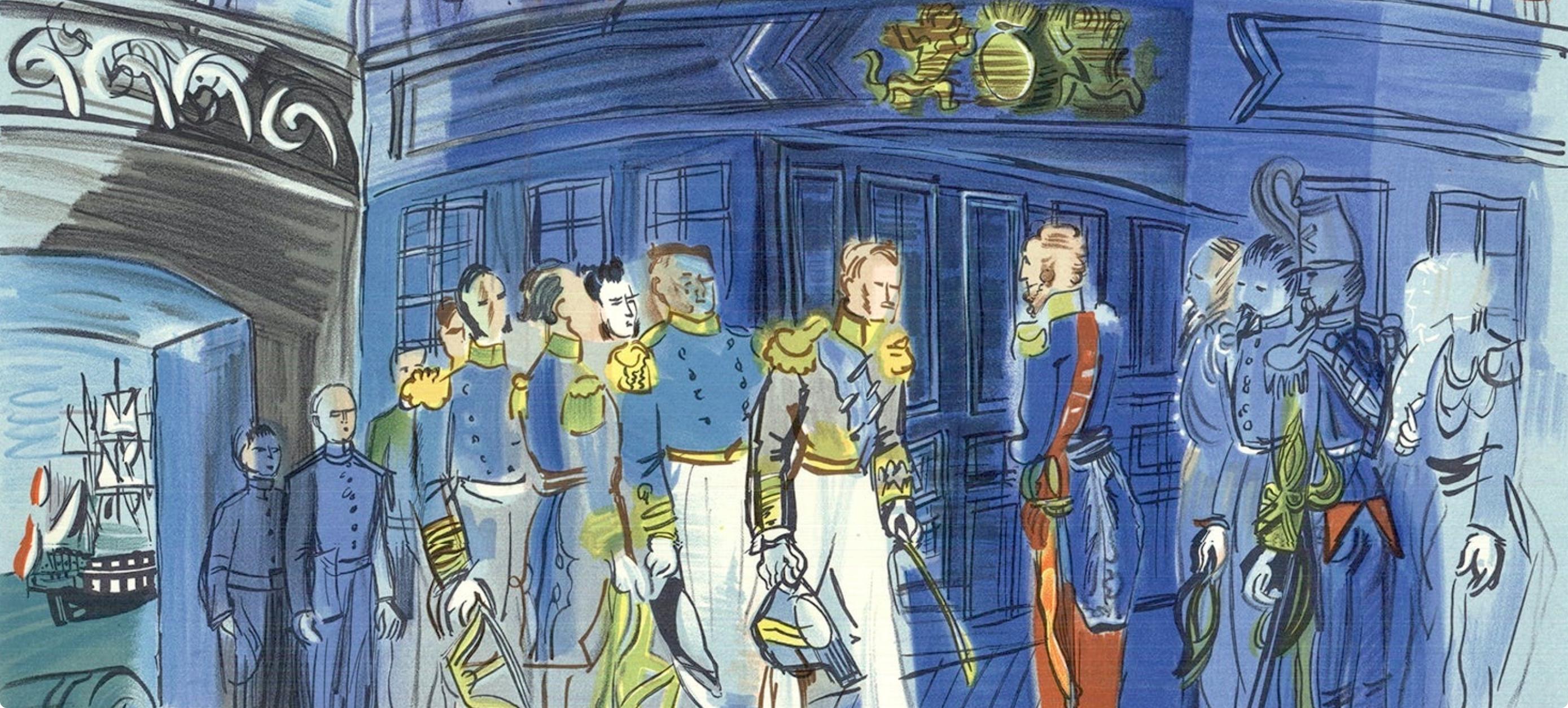 Dufy, Le Prince de Joinville reçu à bord d'une fregate anglaise (after) - Print by Raoul Dufy