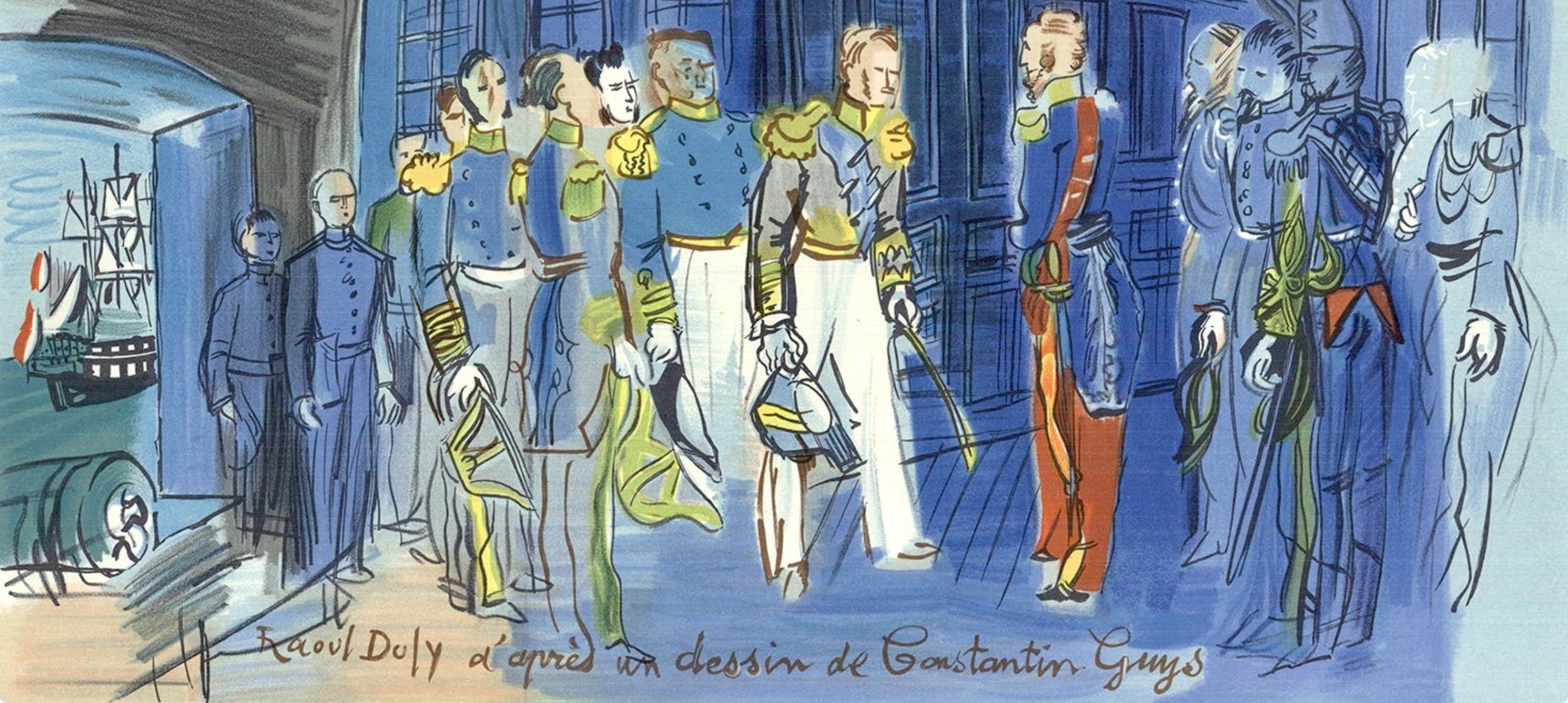 Lithograph on vélin Arjomari paper. Paper Size: 11.75 x 18.75 inches, with centerfold, as issued. Inscription: Signed in the plate and unnumbered, as issued. Notes: From the folio, Lettre à mon peintre Raoul Dufy, 1965. Published by Librairie