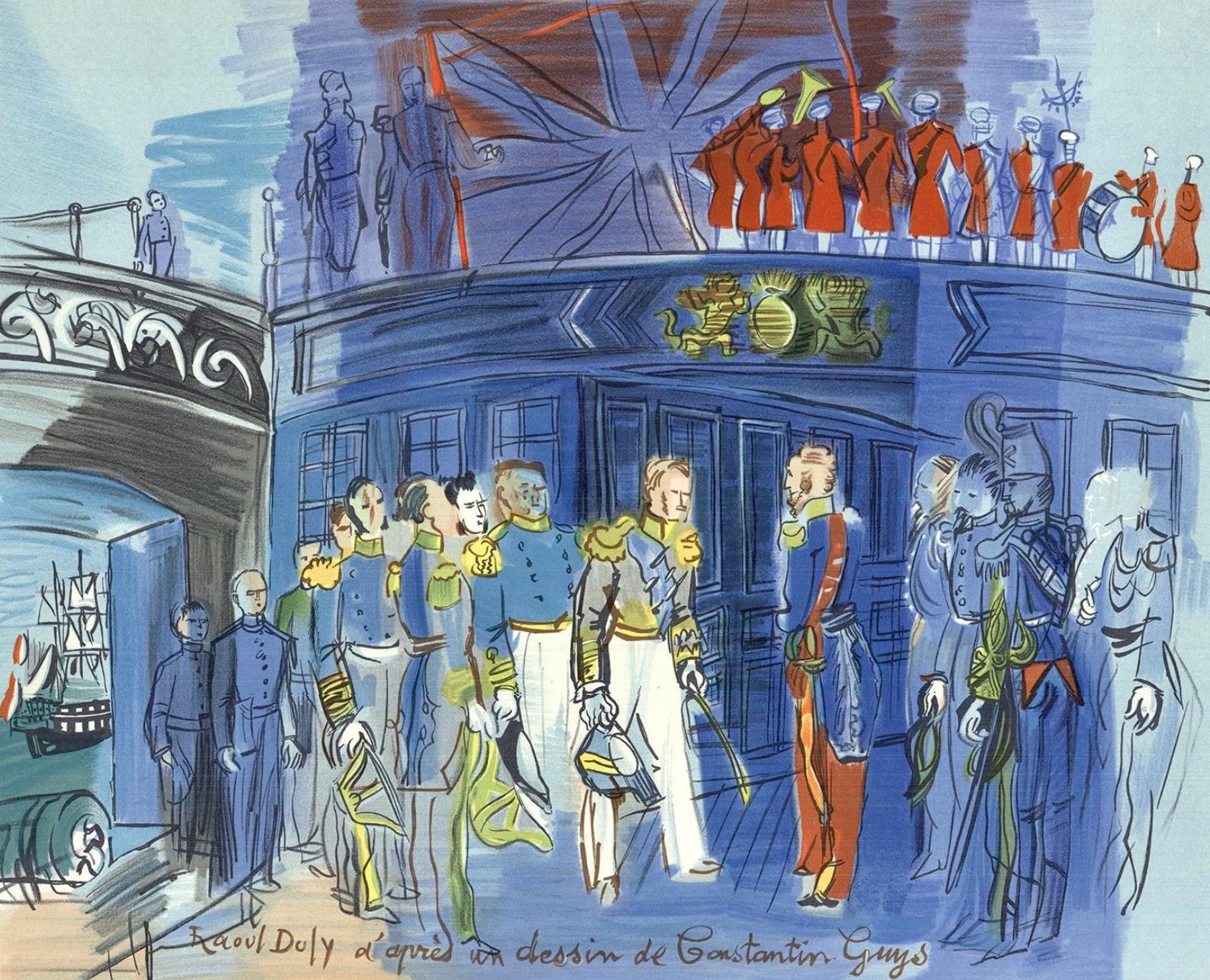 Raoul Dufy Landscape Print - Dufy, Le Prince de Joinville reçu à bord d'une fregate anglaise (after)