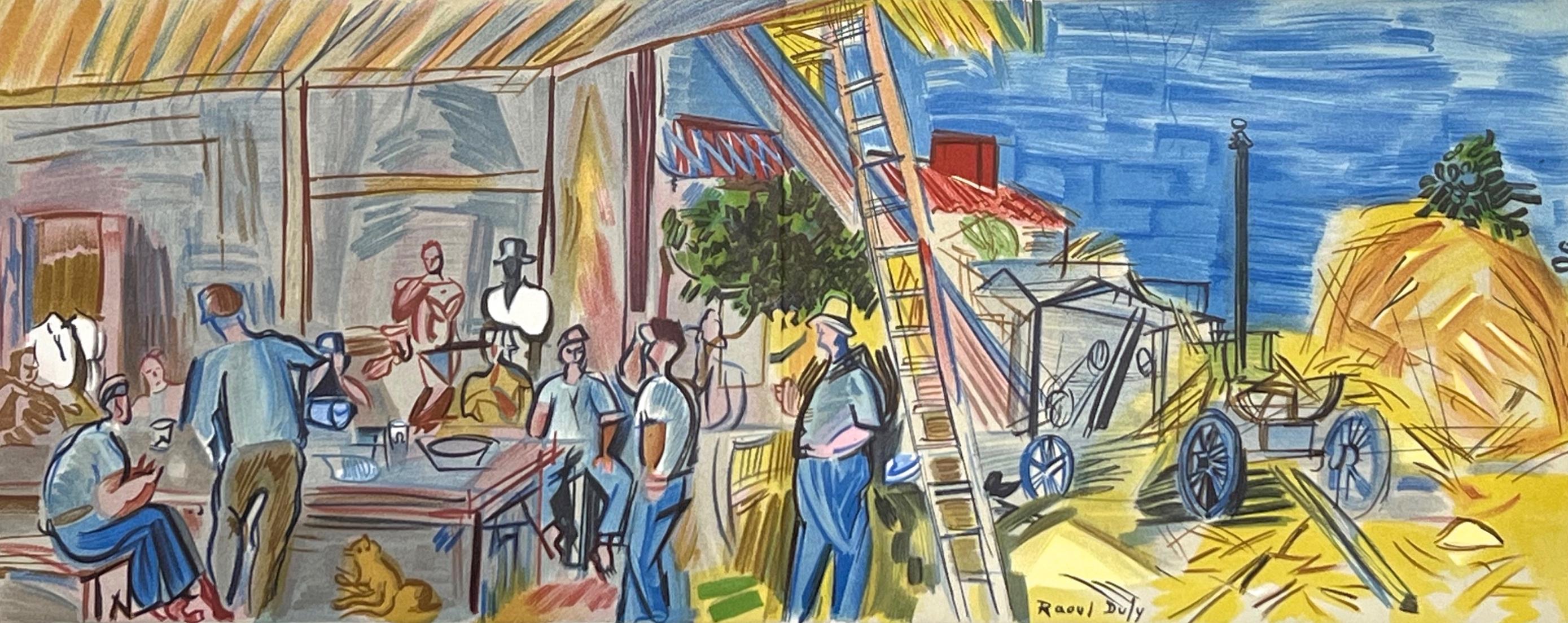 Lithographie auf Vélin d'Arches Arjomari Papier. Unsigniert und nicht nummeriert, wie ausgegeben. Guter Zustand, mit Mittelfalte, wie ausgegeben. Anmerkungen: Aus dem Folianten, Lettre à mon peintre Raoul Dufy, 1965. Herausgeber: Librairie