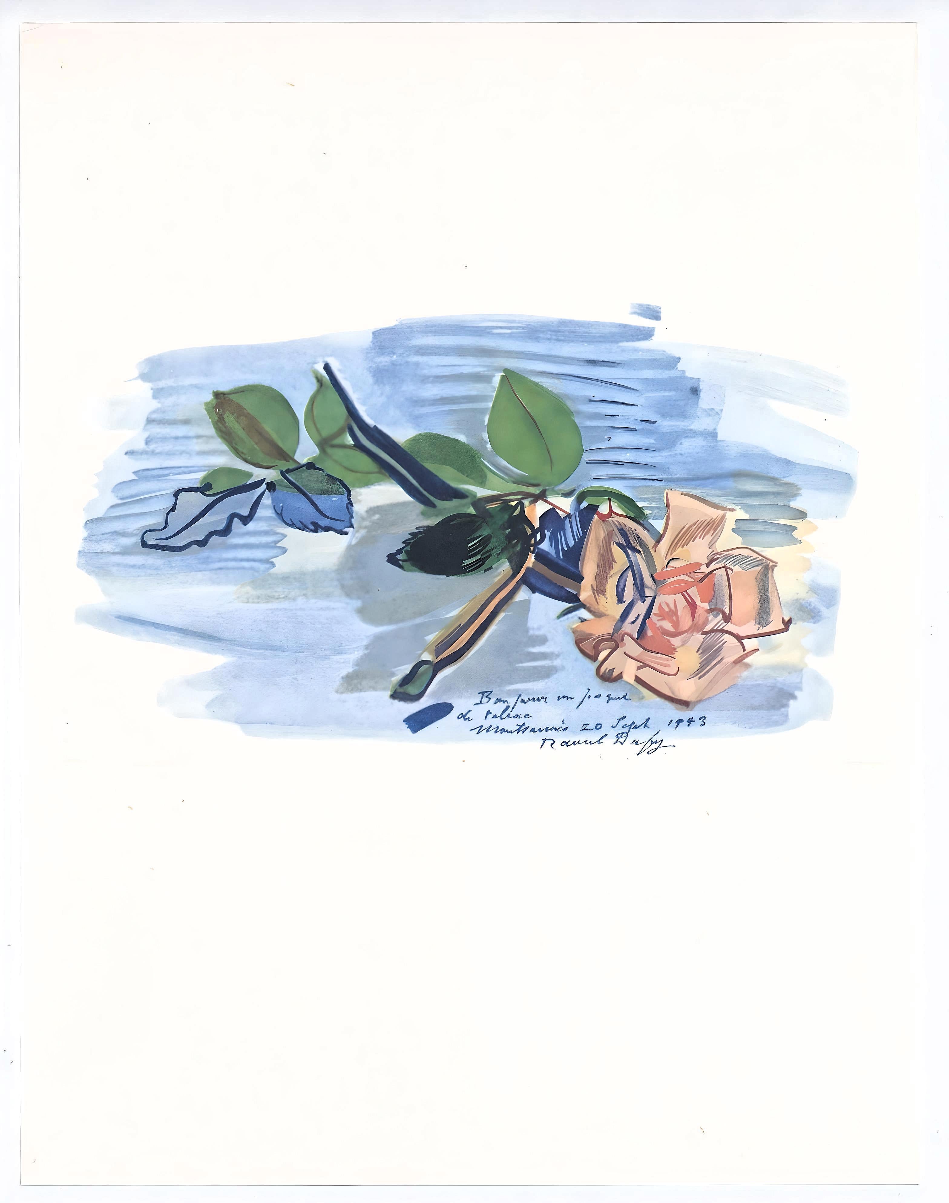 Dufy, Les roses coupées, Vacances forcées (después) - Landscape Print Azul de Raoul Dufy