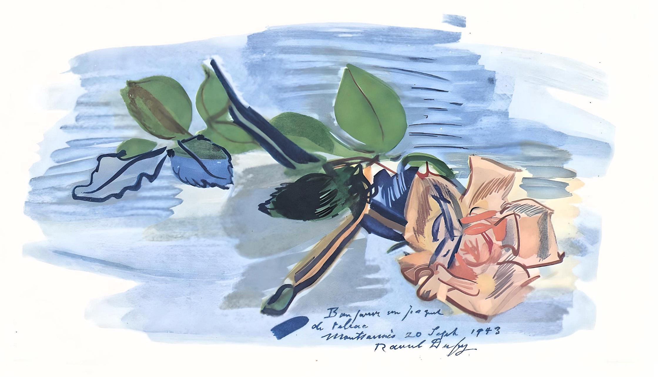 Raoul Dufy Figurative Print - Dufy, Les roses coupées, Vacances forcées (after)