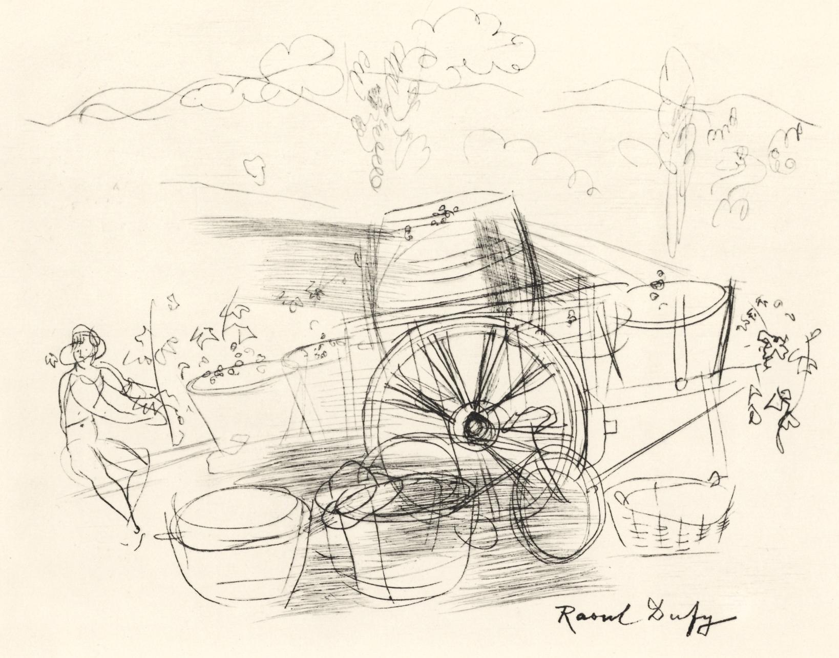 Raoul Dufy Landscape Print - Dufy, Vendanges, Vins, Fleurs et Flammes (after)