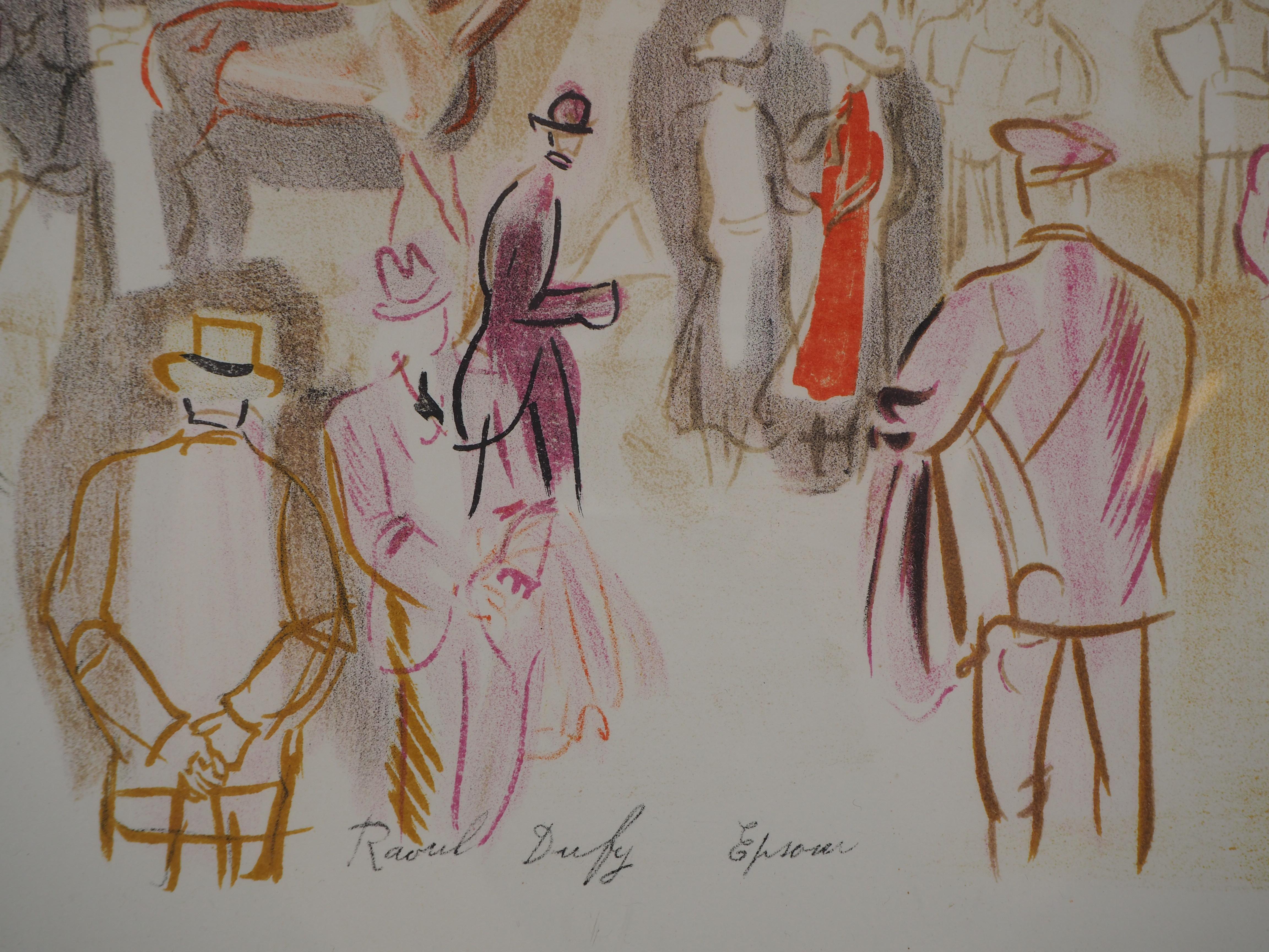 Epsom : The Hippodome before the Race - Original lithograph # Ltd 50 copies - Print by Raoul Dufy