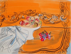 Fauvistisches Stillleben mit Pfirsichen und Kirschen – Lithographie (Mourlot)