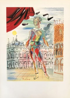 Arlequín veneciano, litografía impresionista de Raoul Dufy