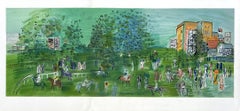 Vintage Hippodrome Ascot Racecourse - Tall Lithograph Signed in the Plate (Mourlot)