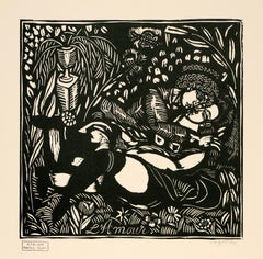 'L'Amour' (Love) — French Cubist Woodcut
