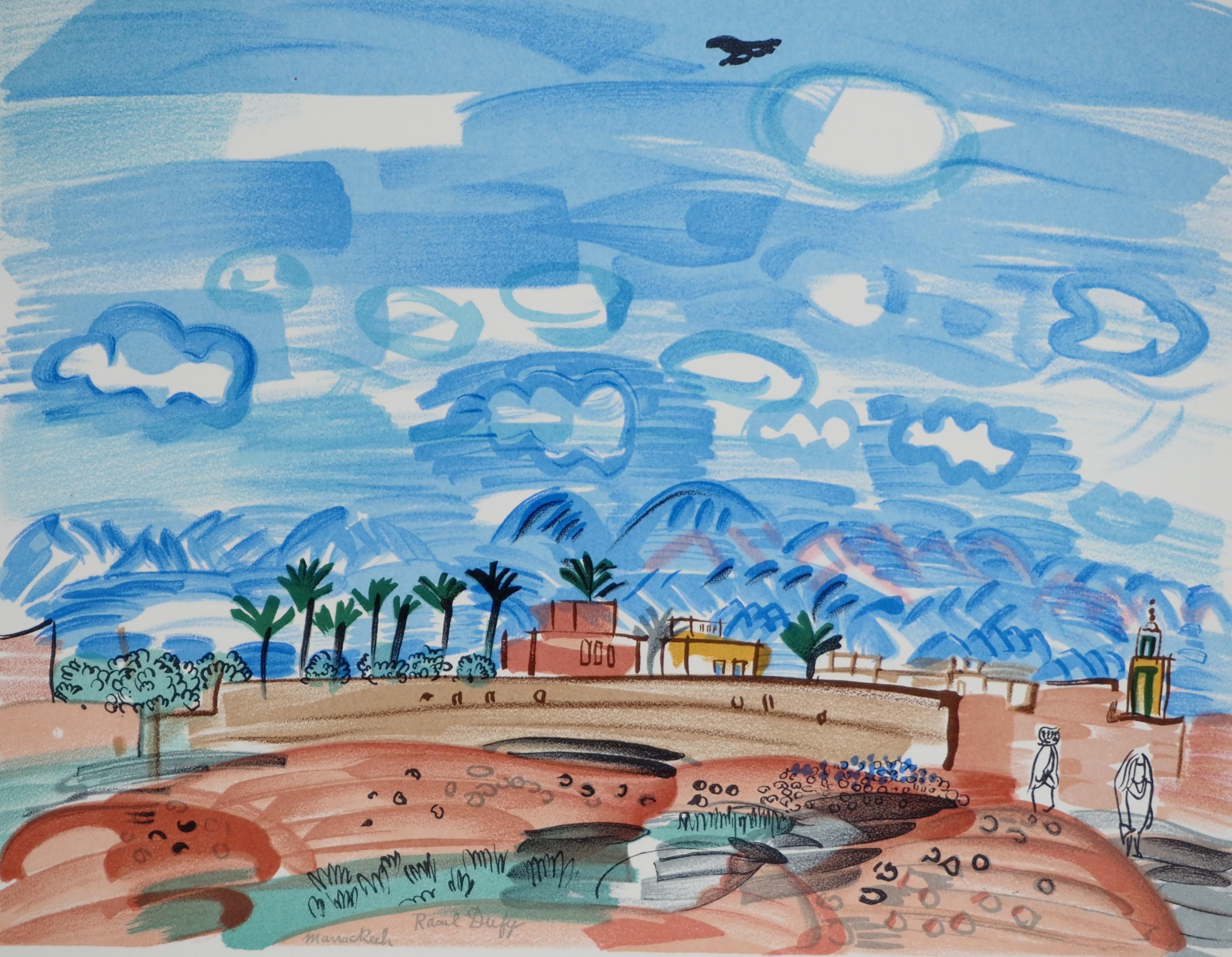Paisaje en Marruecos - Litografía (Mourlot) - Print de Raoul Dufy