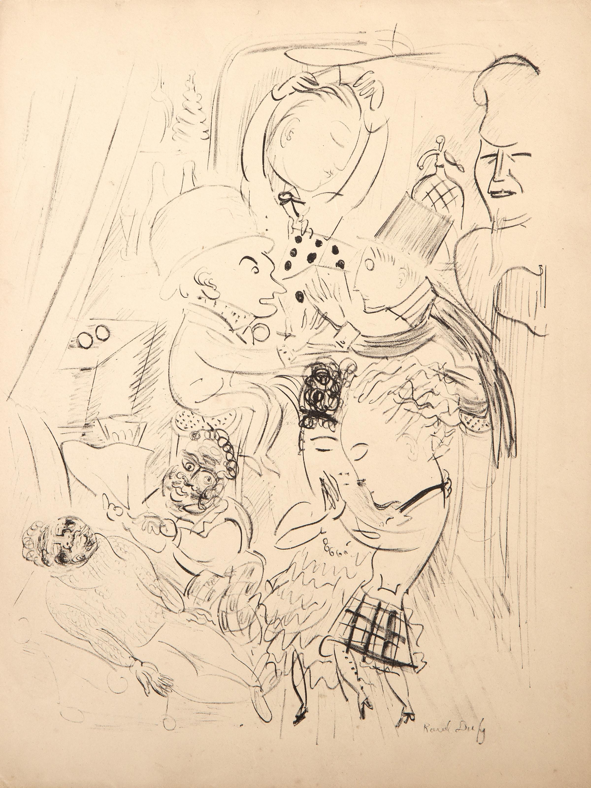  Raoul Dufy, Francés (1877 - 1953) -  Le Boeuf Sur Le Toit, Año: 1920, Medio: Litografía sobre papel tejido, firmada en la plancha, Tamaño de la imagen: 32,39 x 24,77 cm (11,5 x 9 pulgadas), Descripción: De la colección del difunto Larry Saphire.