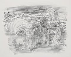 Petits chevaux, baigneuses et coquillage..., lithographie impressionniste de Raoul Dufy