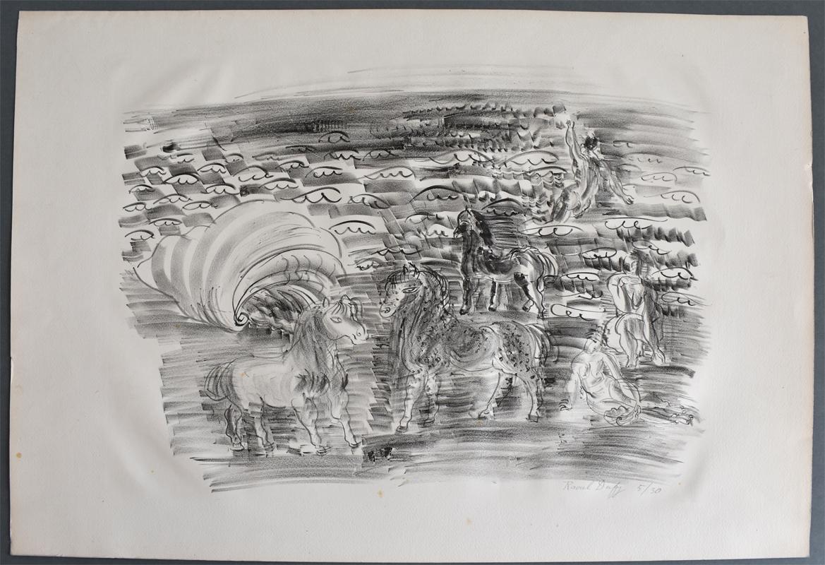 Petits chevaux, baigneurs et coquillages  Petits Chevaux, Baigneuses et Coquillage - Print de Raoul Dufy