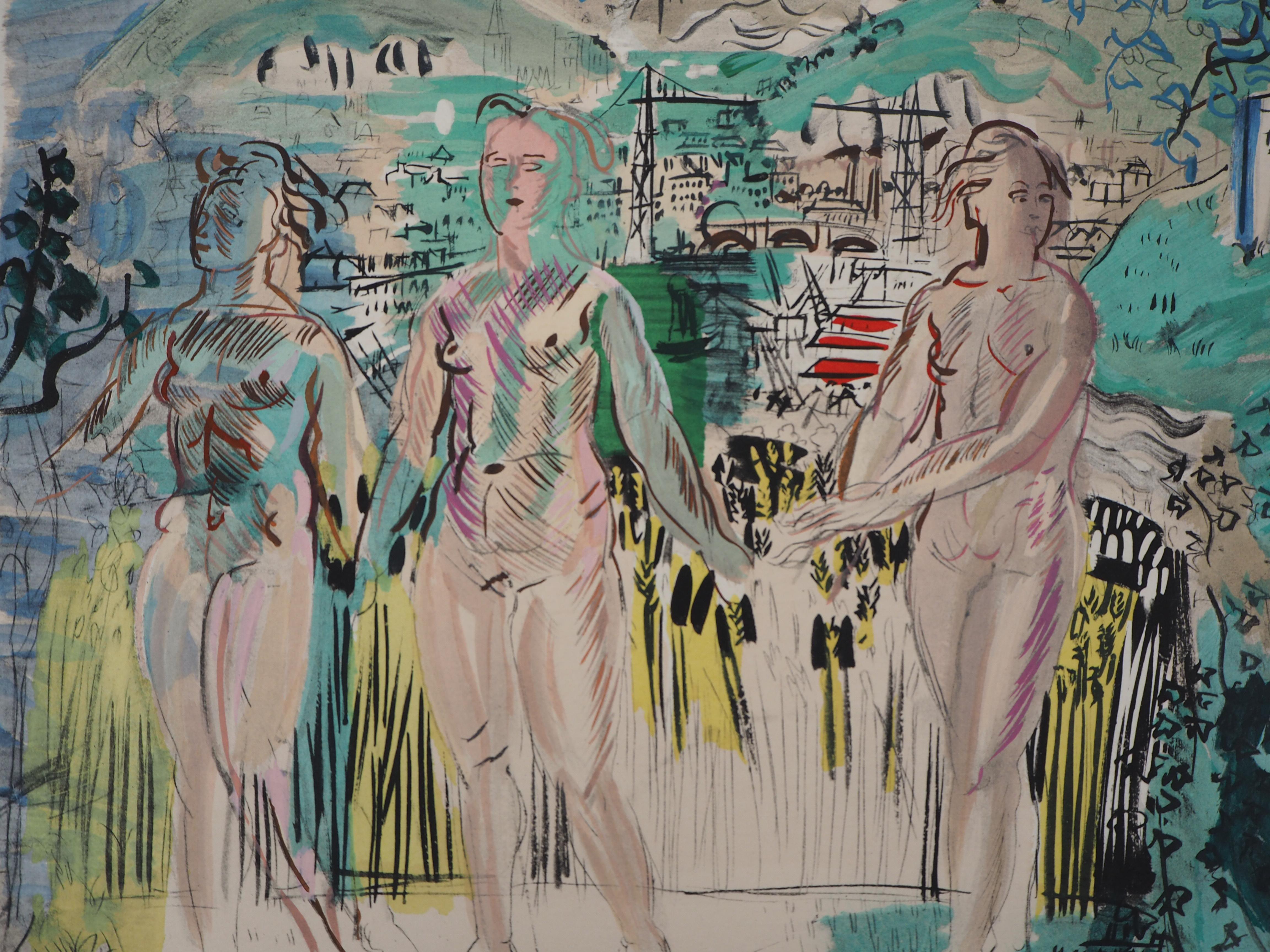 Mythology : The Three Graces - Original Lithograph - Modern Print by Raoul Dufy