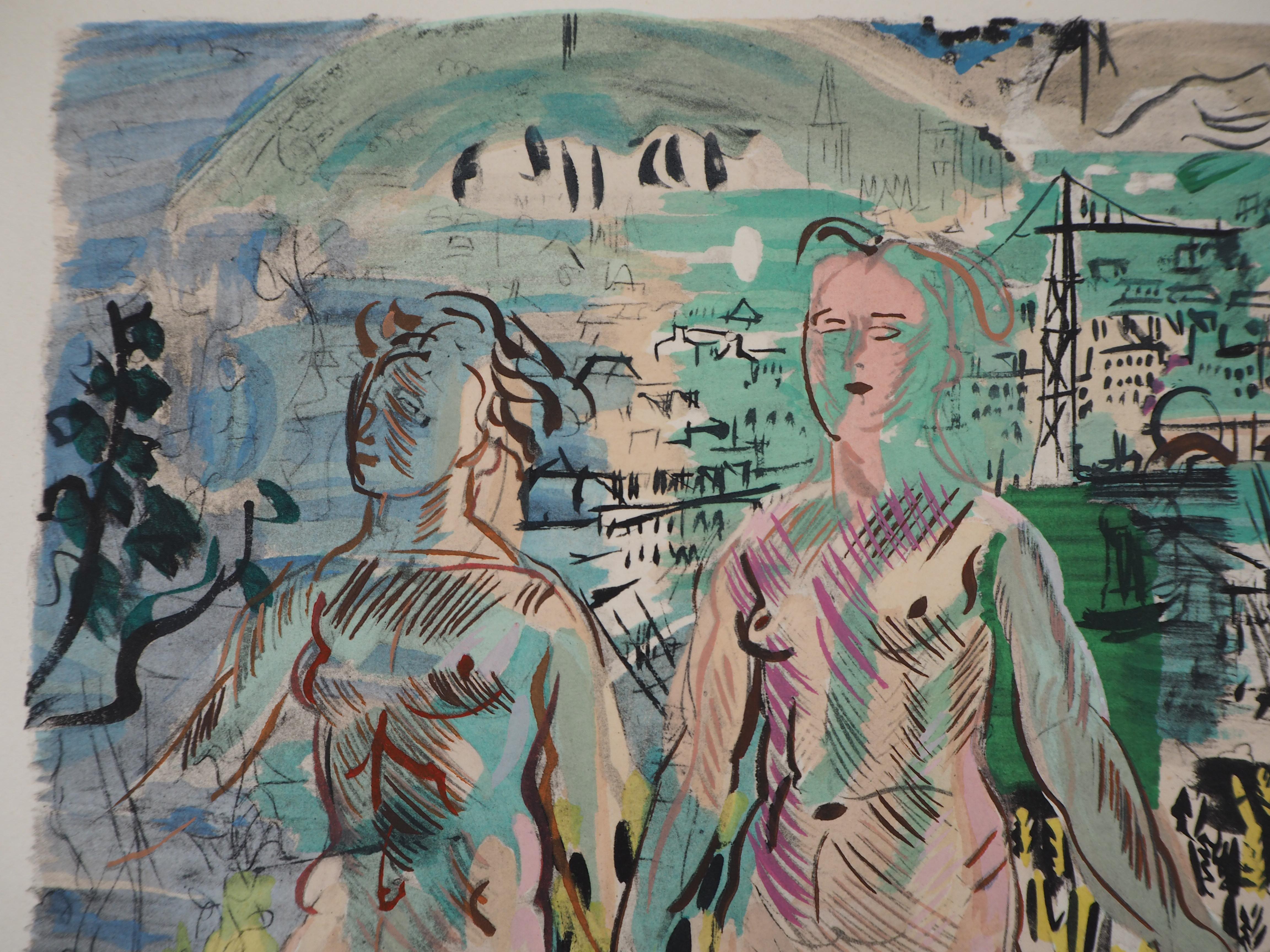 Raoul DUFY
Mythology : The Three Graces, 1953

Original Lithograph with stencil watercolor
With printed signature in the plate
On Arches vellum
28 x 38 cm (c. 11 x 15 inch)

Excellent condition