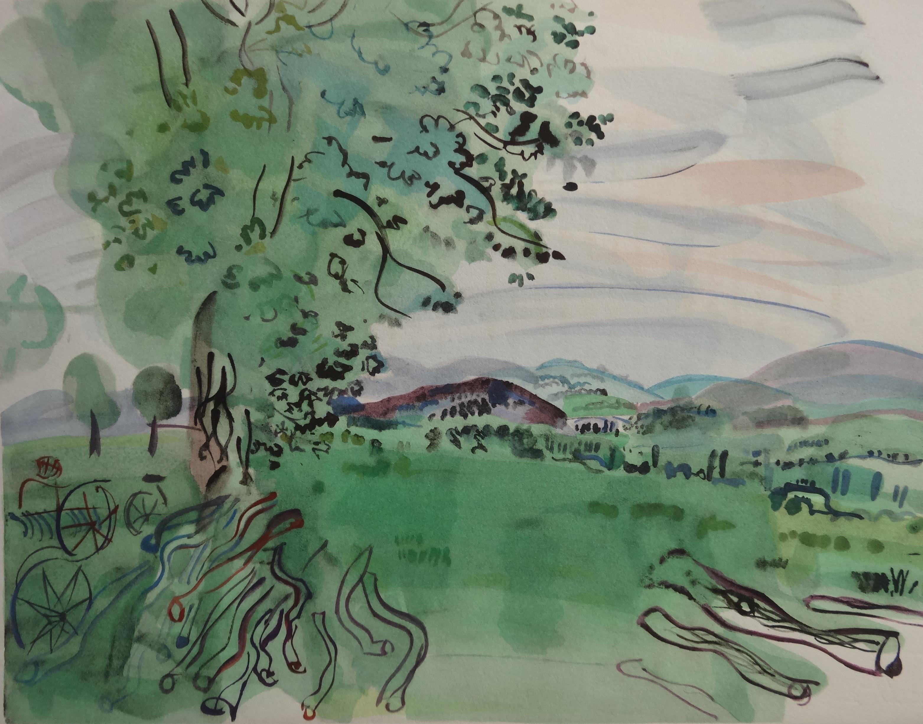 Campo de Normandía - Litografía original - Print de Raoul Dufy