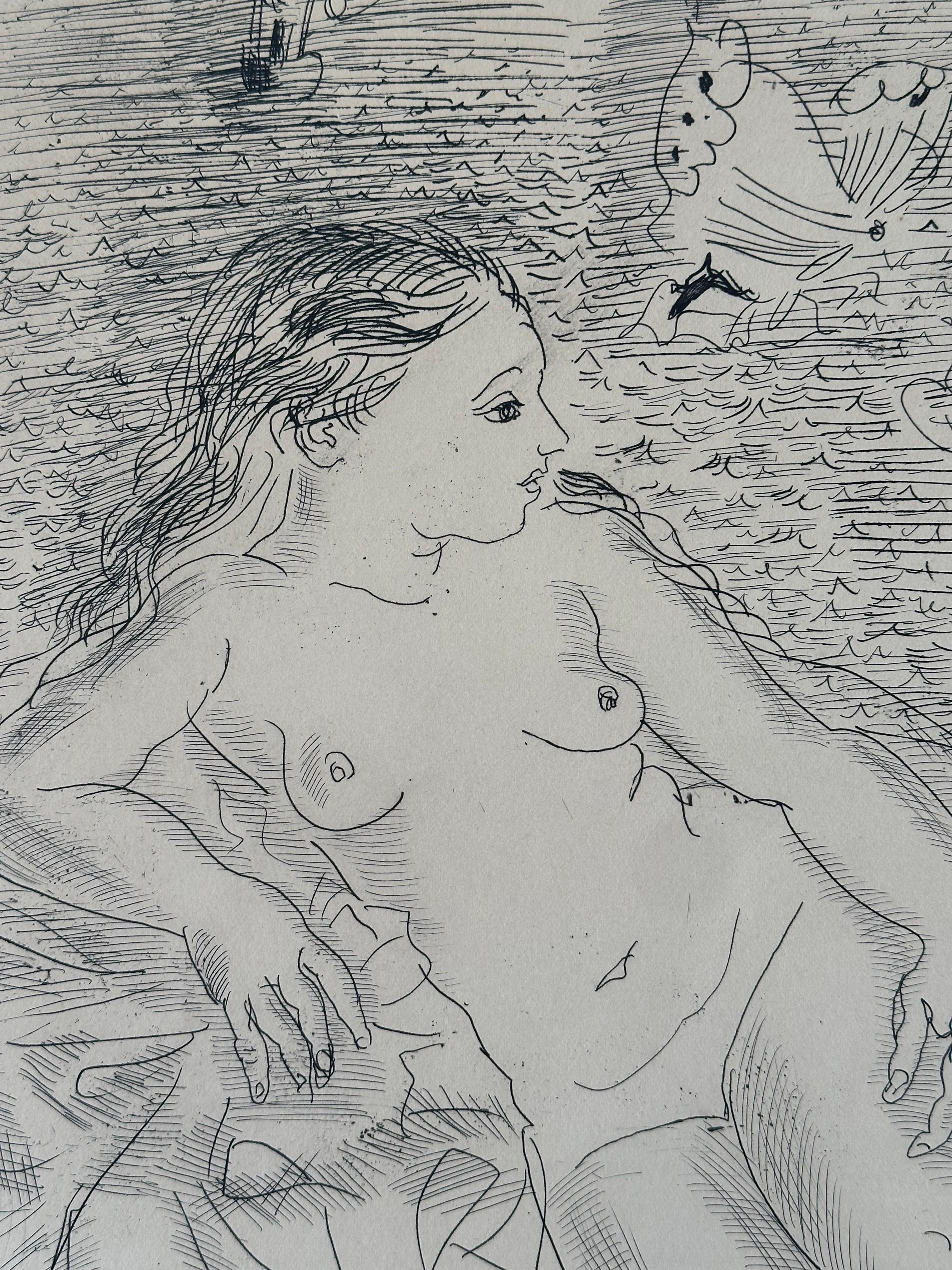 Nude on Balcony - Abstract Print by Raoul Dufy