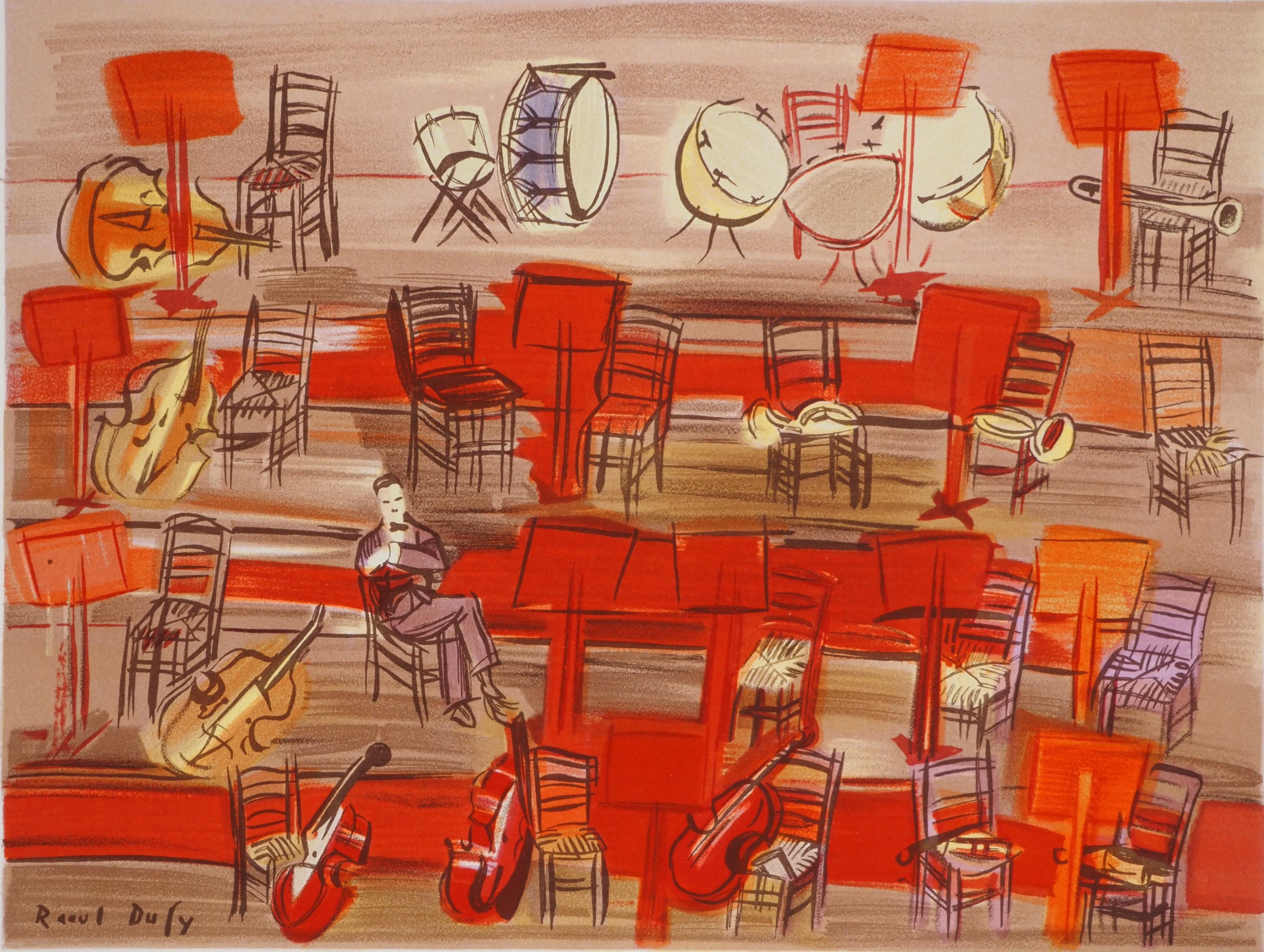 Orchestra : Intervallo - Litografia (Mourlot) - Print Astrattismo geometrico di Raoul Dufy