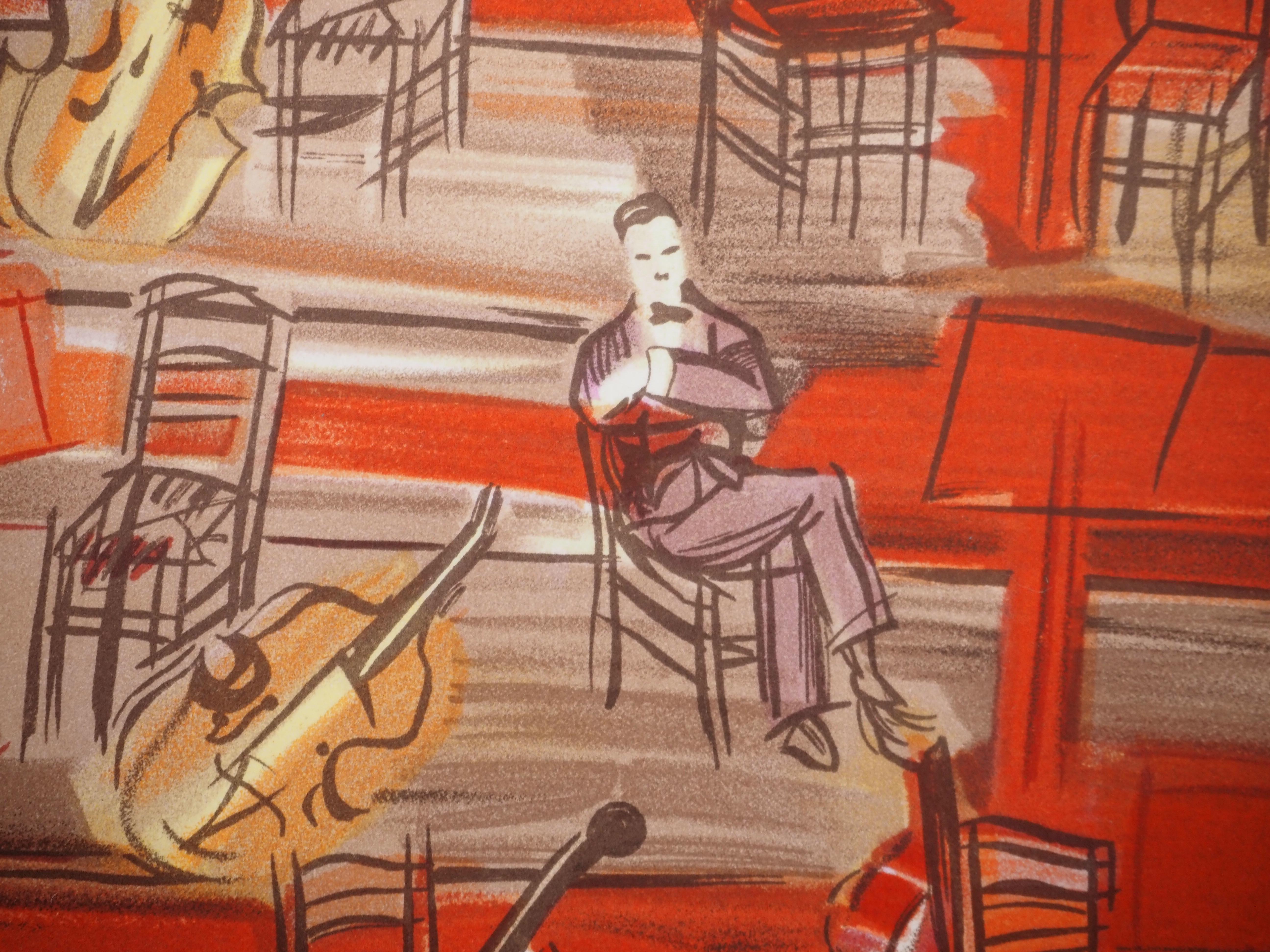 Orchestra : Intervallo - Litografia (Mourlot) - Abstract Print Beige di Raoul Dufy