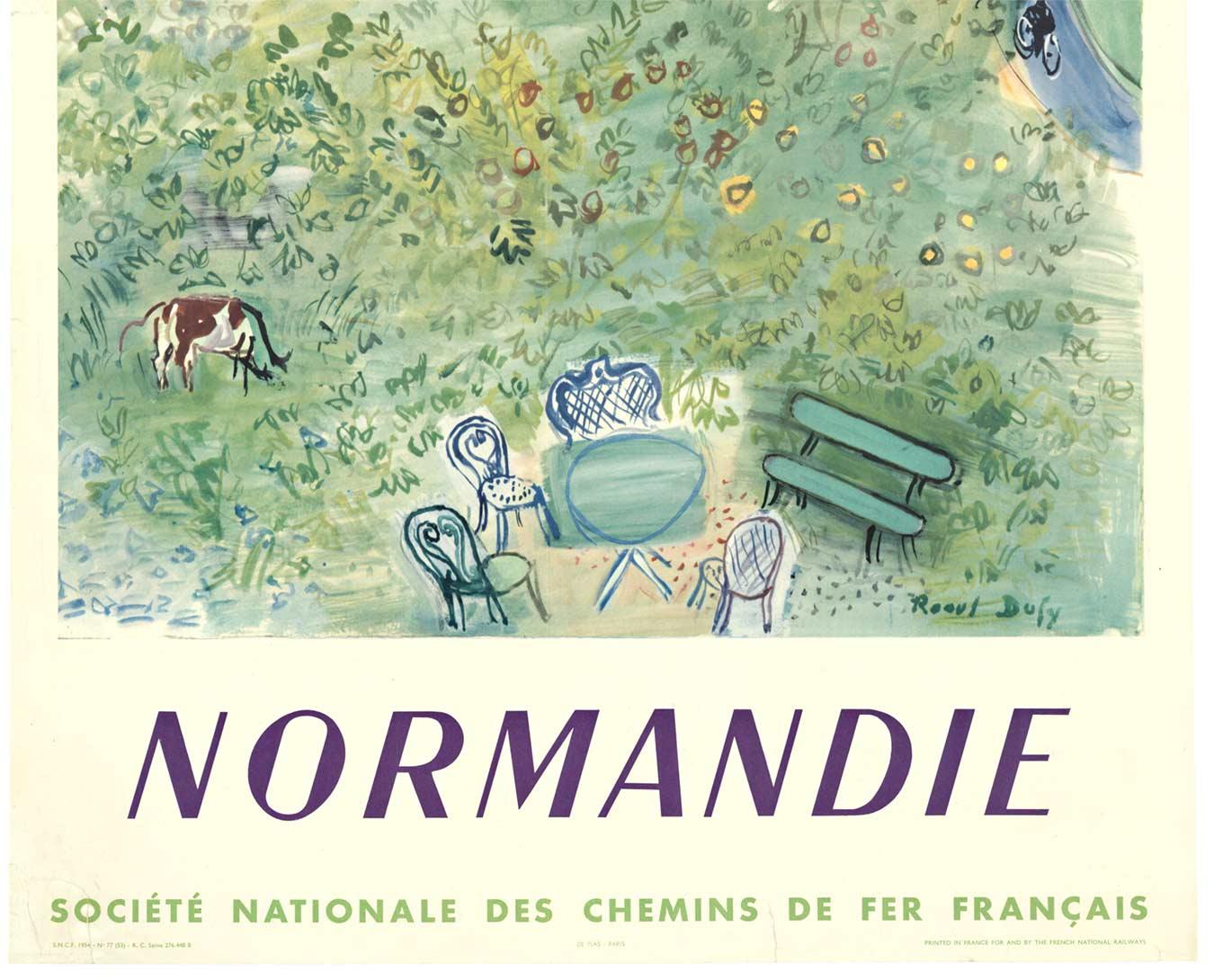 Chemin de fer Normandie SNCF d'origine  Affiche vintage de Normandie - Conceptuel Print par Raoul Dufy