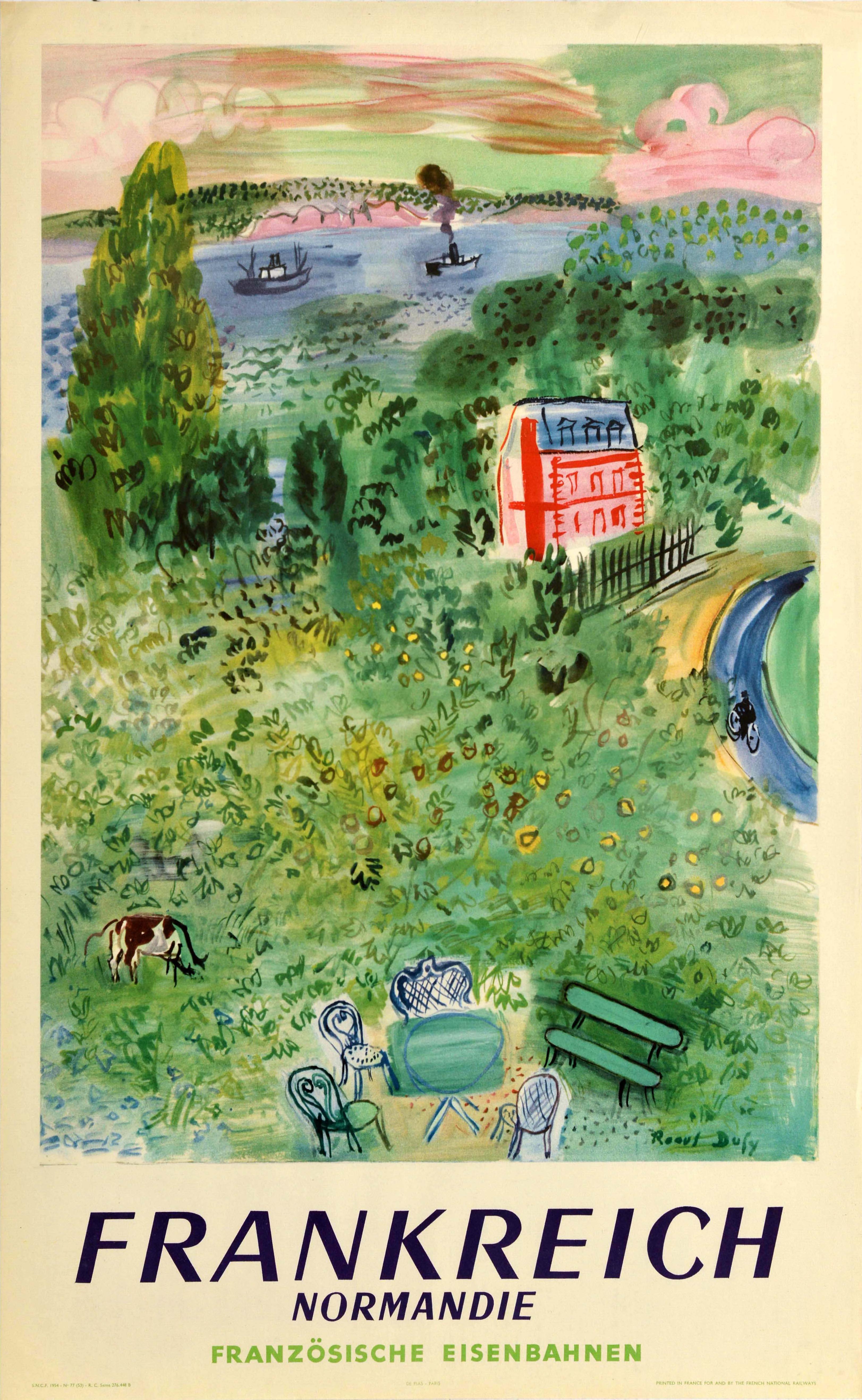 Raoul Dufy Print - Original Vintage French Railways Travel Poster Normandie Normandy France SNCF