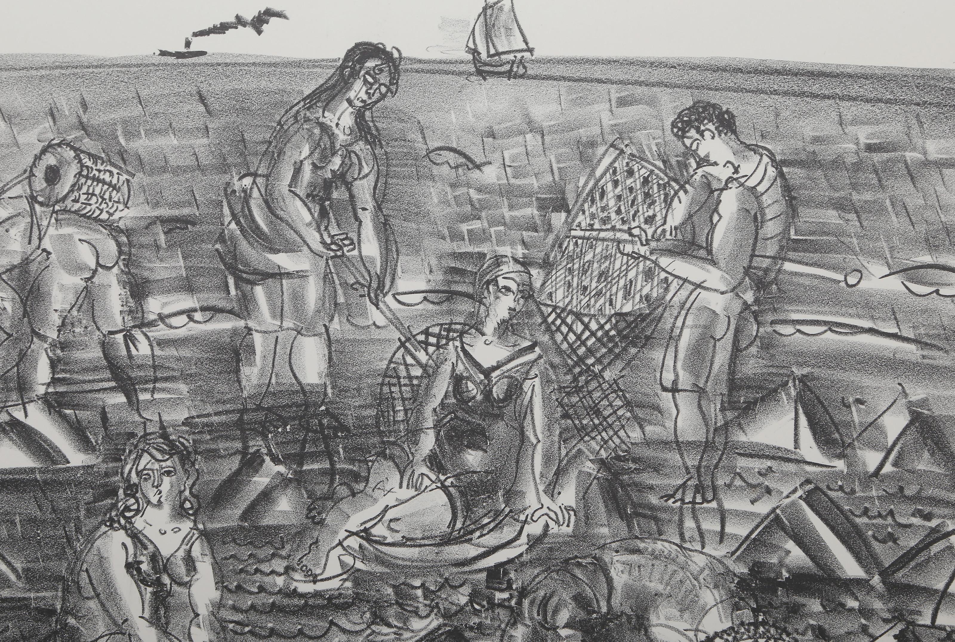 Pêcheurs de crevettes, litografía impresionista de Raoul Dufy en venta 1
