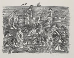 Pêcheurs de crevettes, litografía impresionista de Raoul Dufy