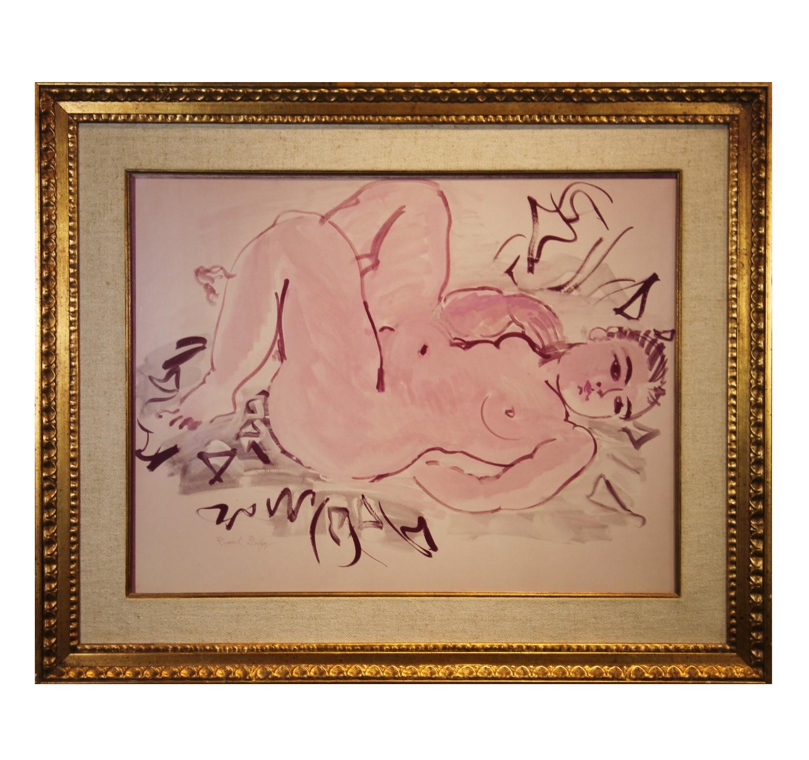 Raoul Dufy Figurative Print - Post-Impressionist Reclining Nude Print