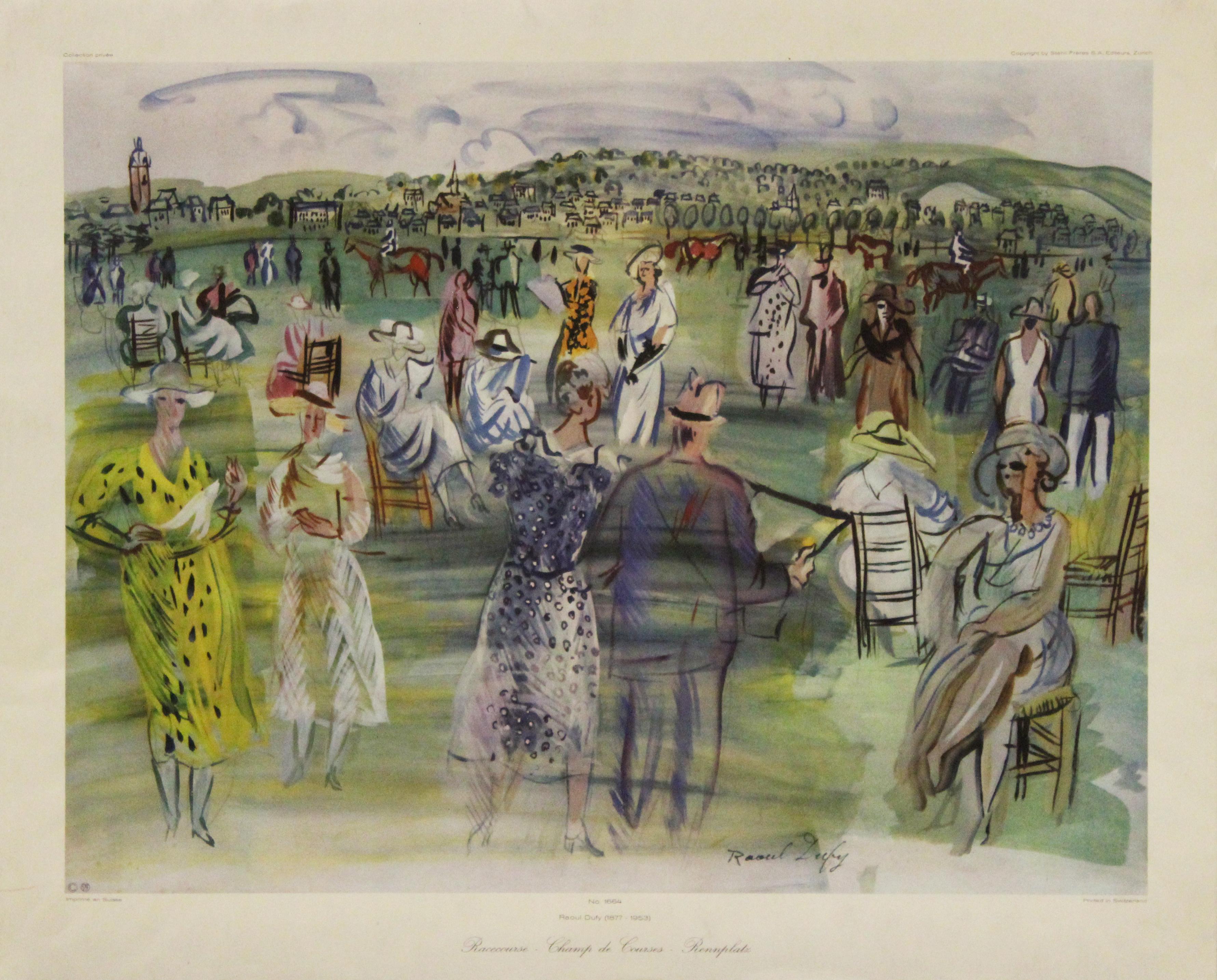 Raoul Dufy Print - "Racecourse-Champ de Courses-Rennplatz" Poster, No. 1664