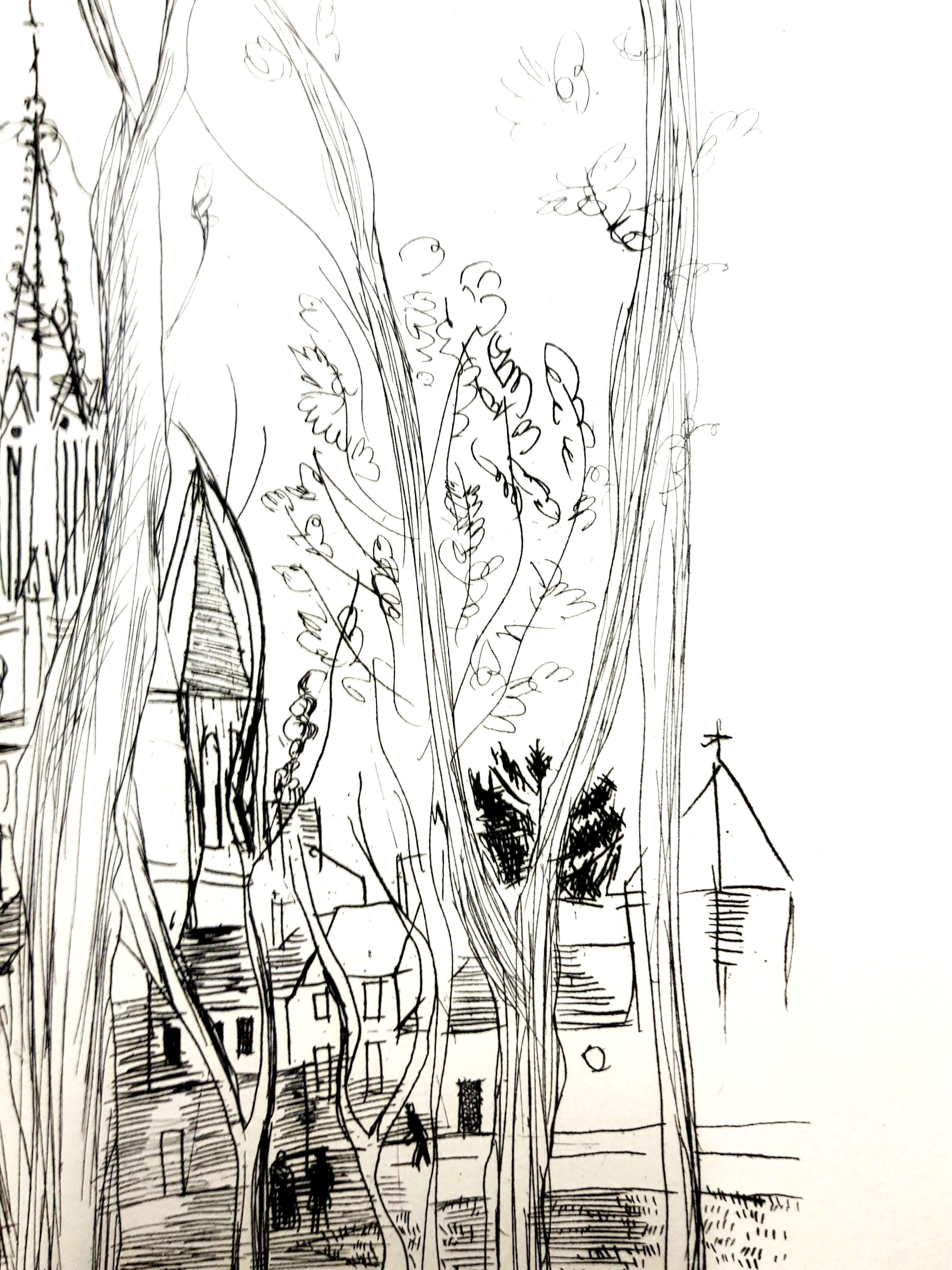 Raoul Dufy - Village - Original Etching For Sale 1