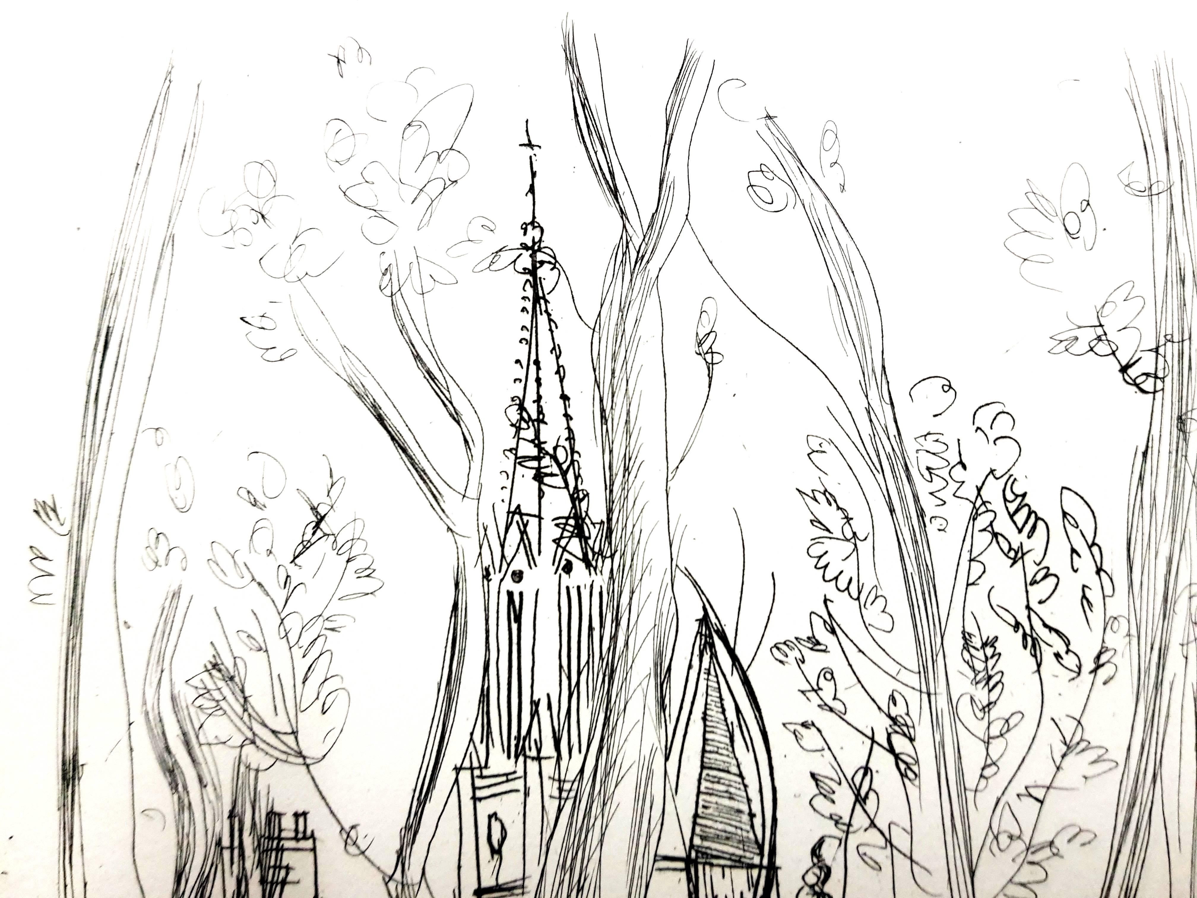 Raoul Dufy - Village - Original Etching For Sale 2