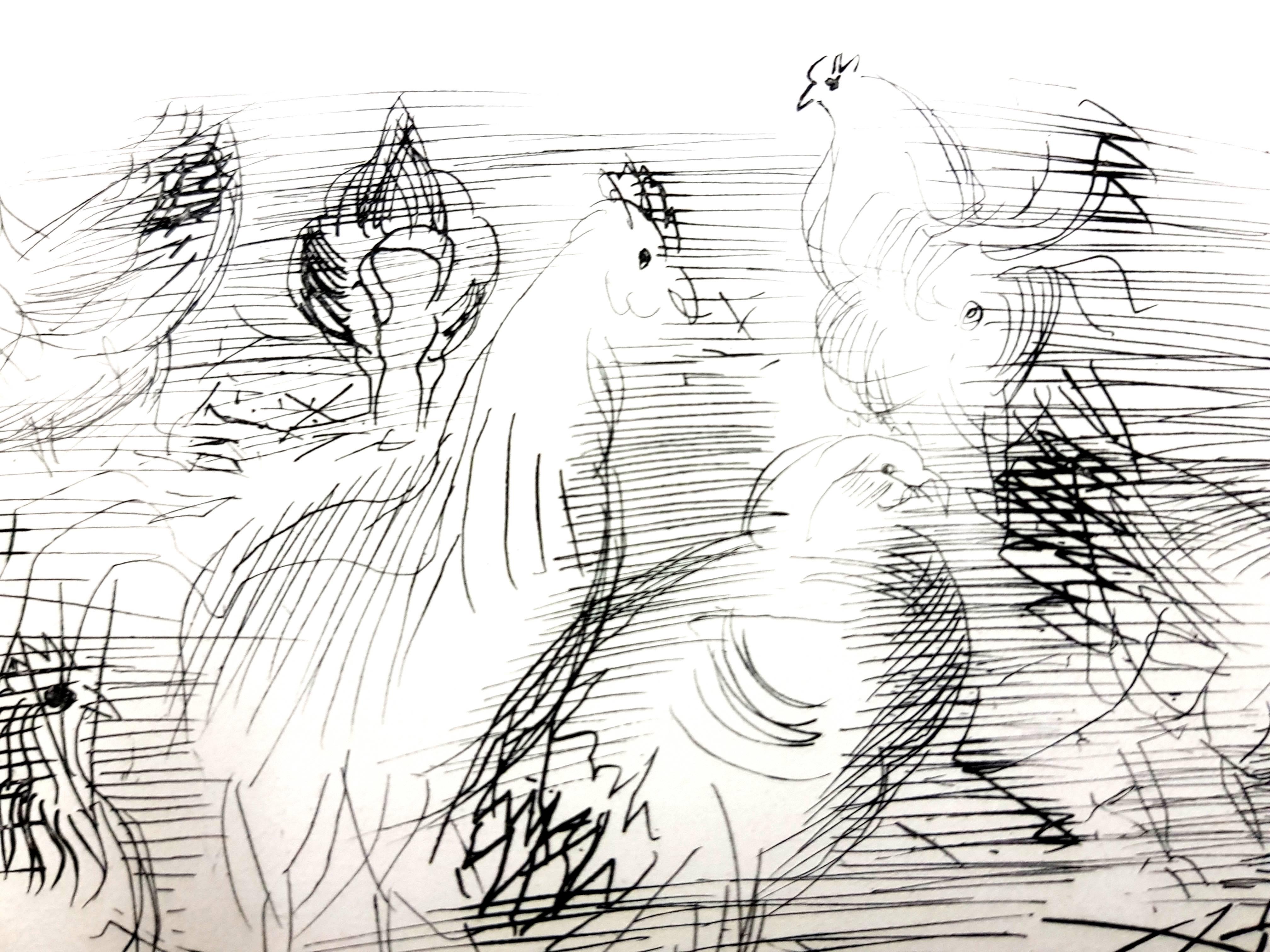 Raoul Dufy - Chickens - Original Etching For Sale 4