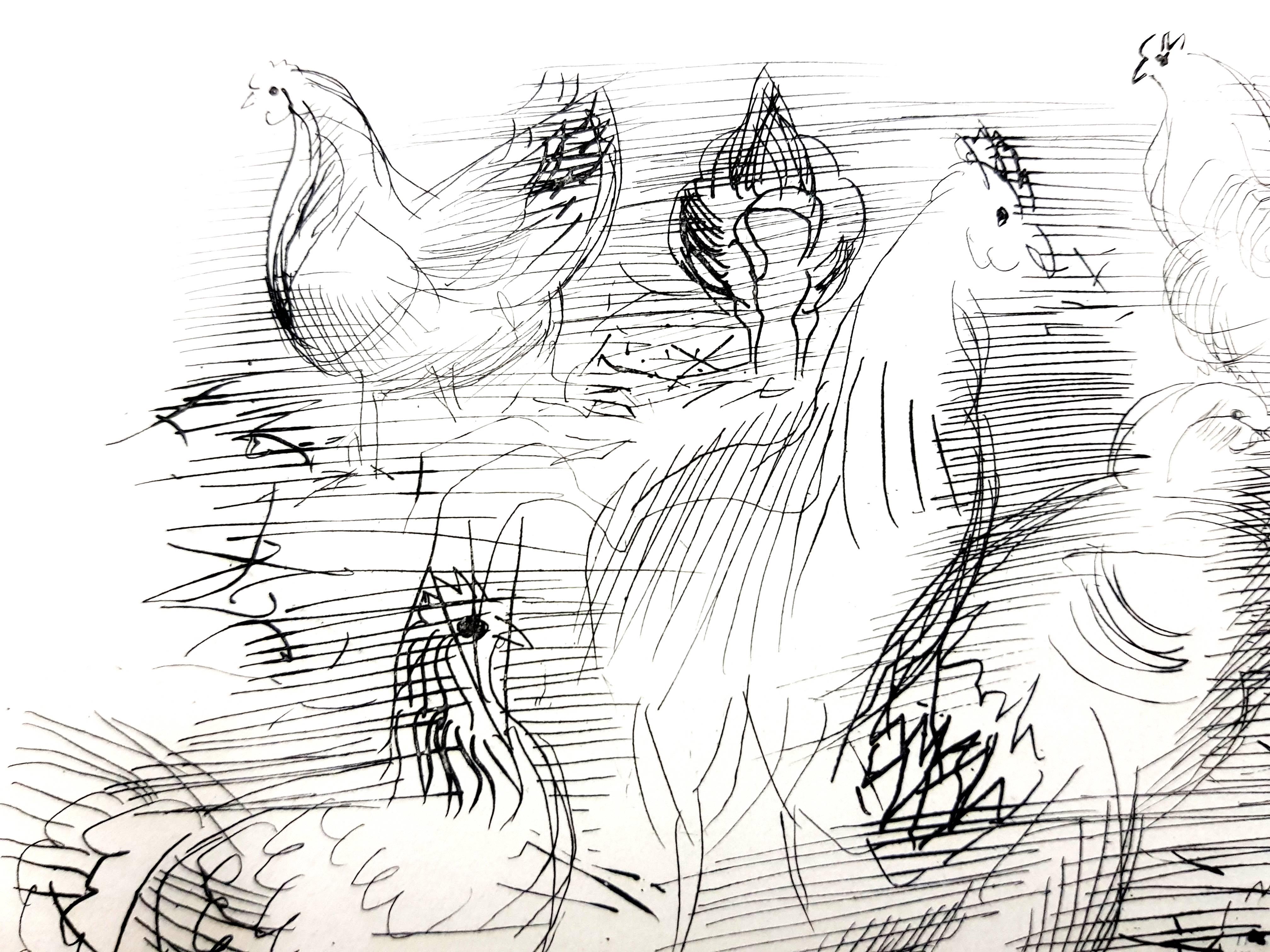 Raoul Dufy - Chickens - Original Etching For Sale 5