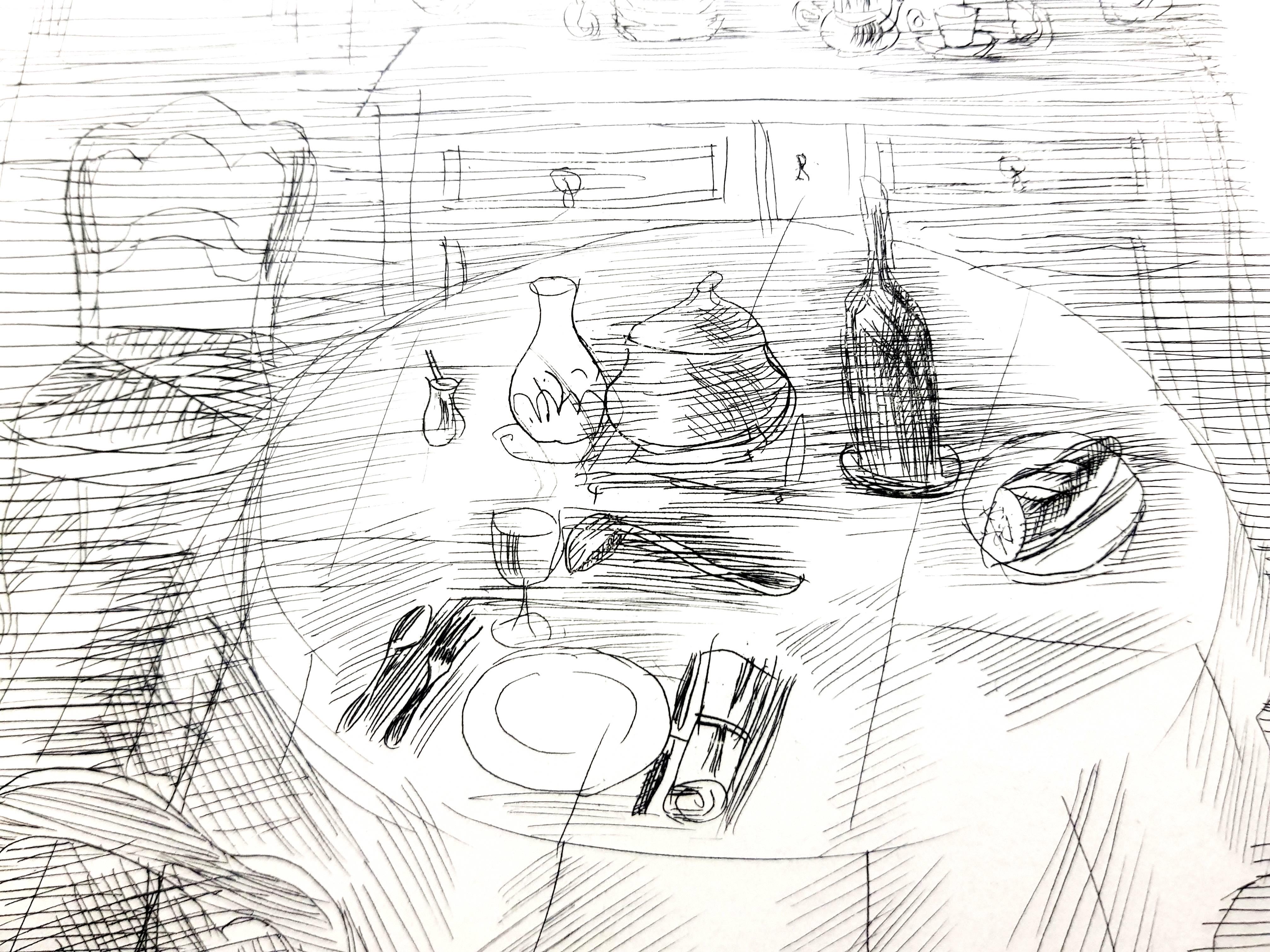 Raoul Dufy - Französisches Abendessen - Original-Radierung im Angebot 3
