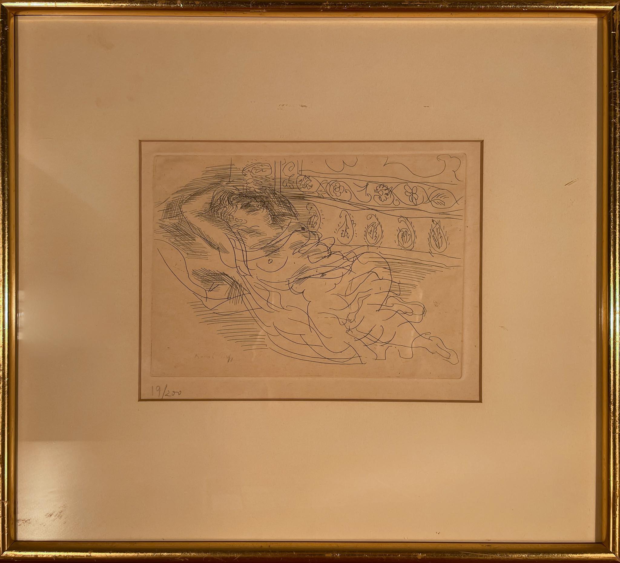 Nu couché - Print de Raoul Dufy