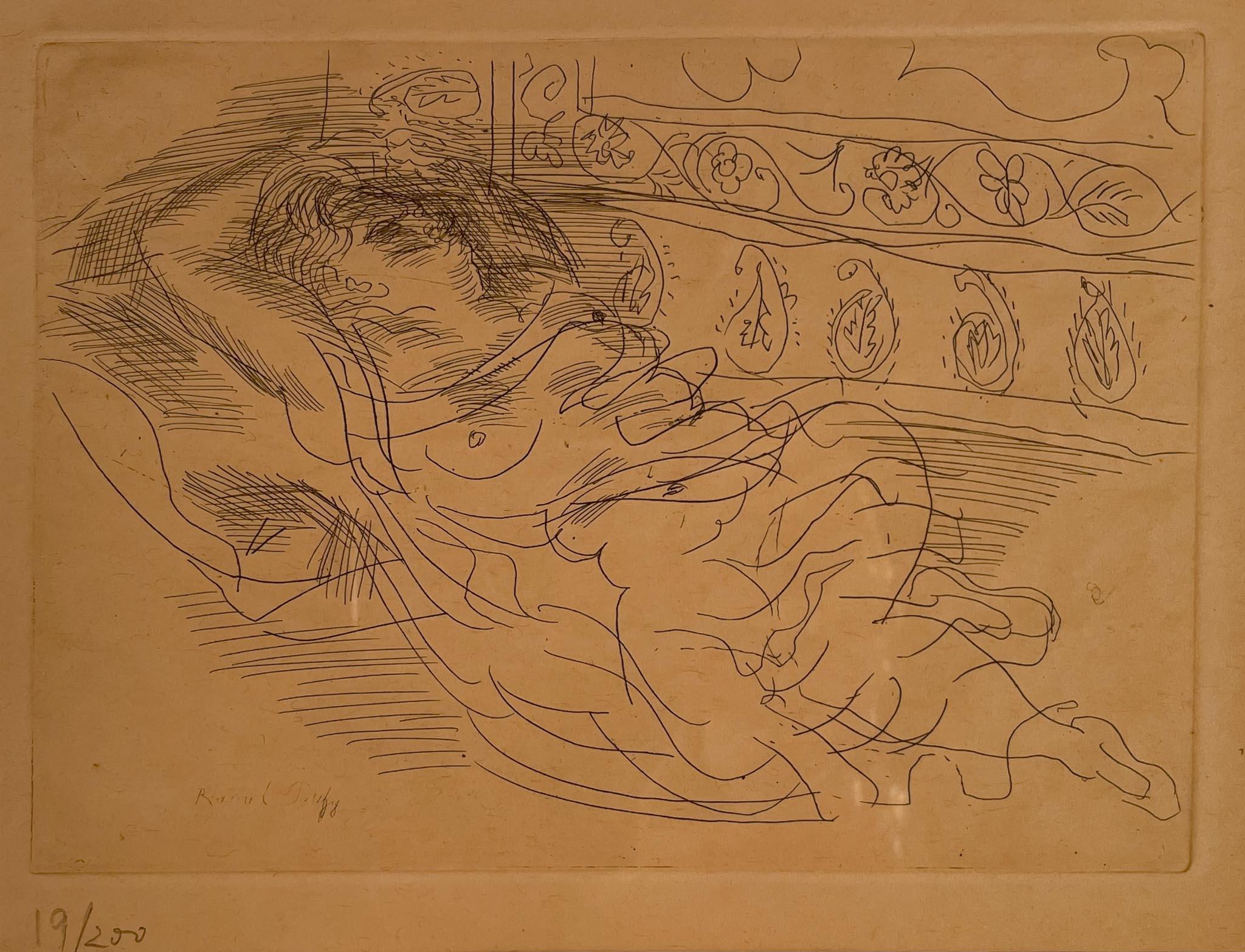 Raoul Dufy Figurative Print - Reclining Nude