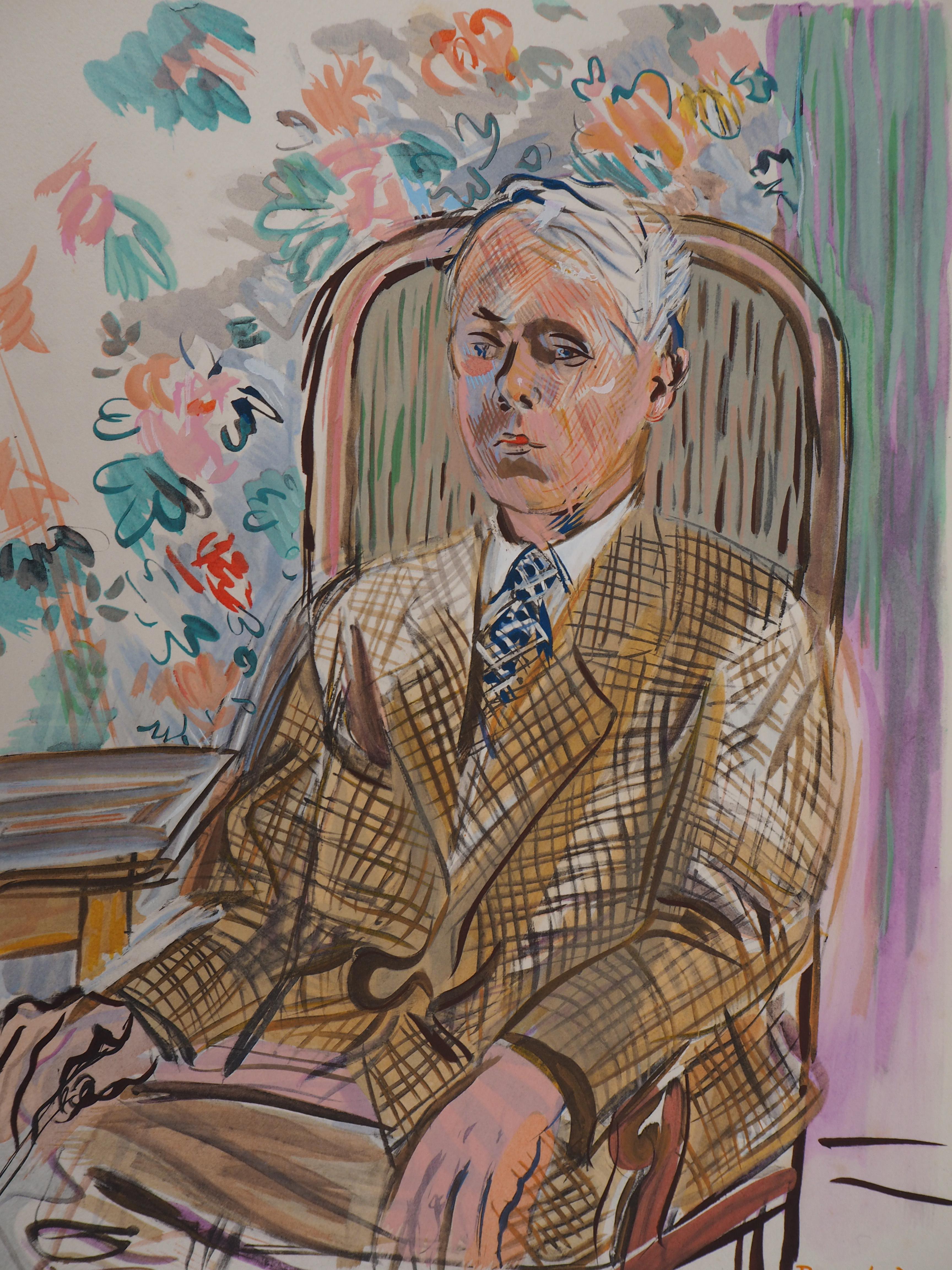 Portrait Print Raoul Dufy - Self-Portrait (L'artiste dans un fauteuil) - Lithographie originale