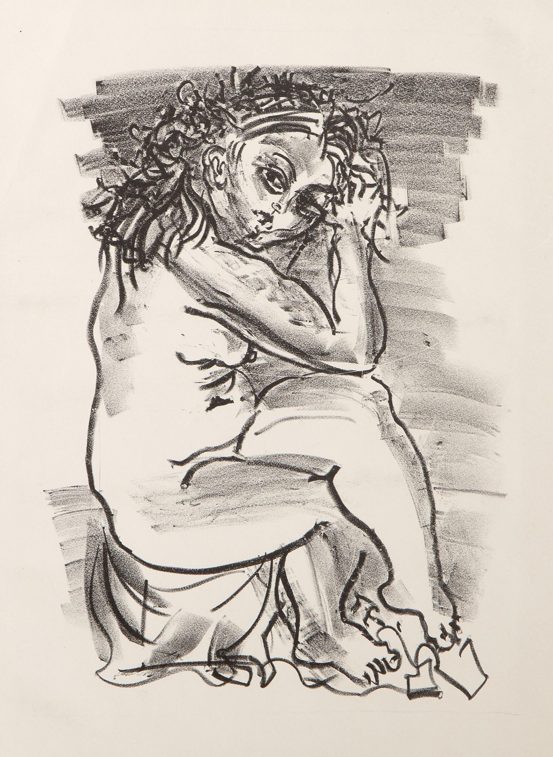  Raoul Dufy, Francés (1877 - 1953) -  Desnudo sentado, Año: hacia 1925, Medio: Litografía, Tamaño de la imagen: 10 x 7,5 pulgadas, Tamaño: 18,75 x 13,75 pulgadas (47,63 x 34,93 cm), Descripción: De la colección del difunto Larry Saphire.