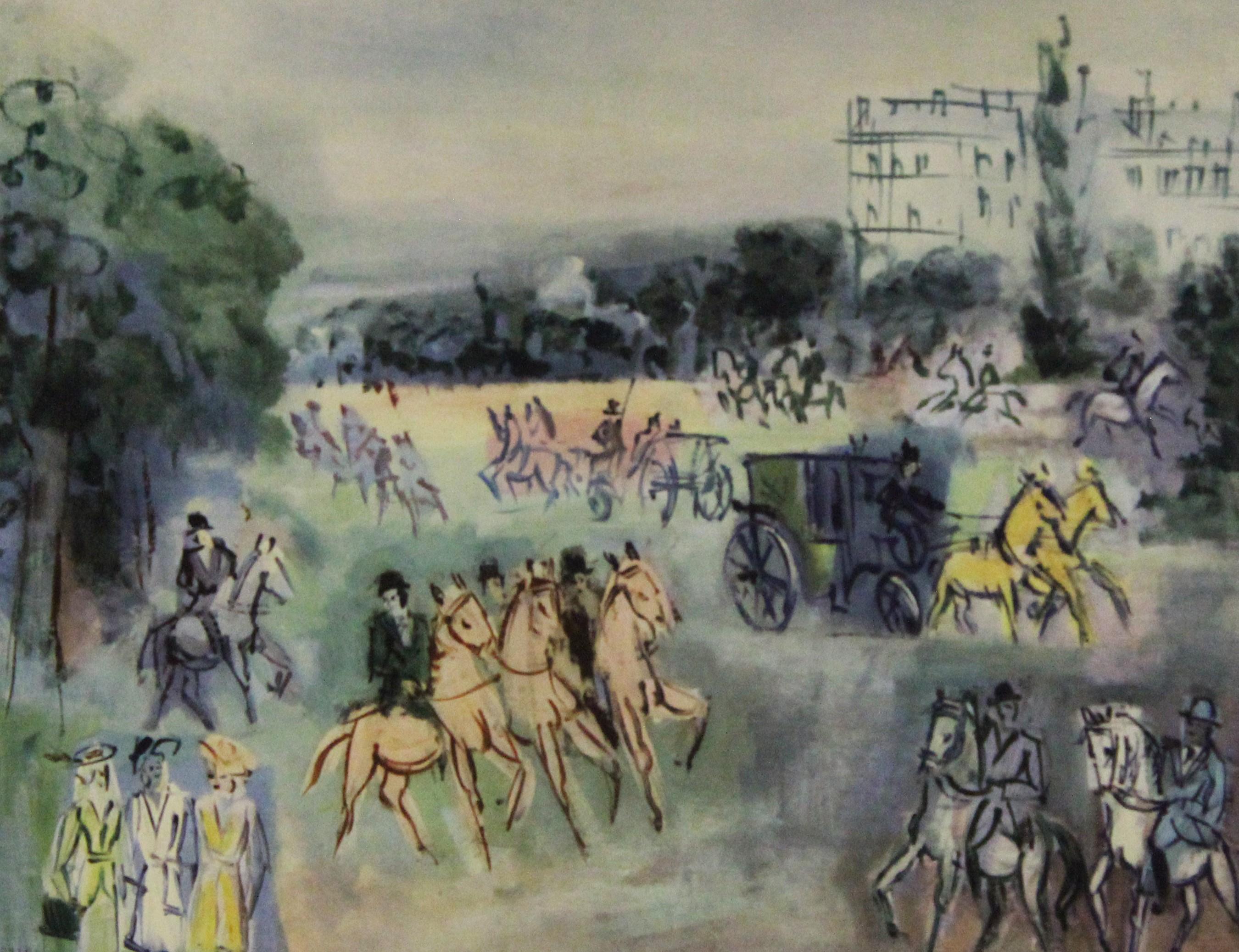 Raoul Dufy Print - Springtime in Paris (detail) The Three-Quarter Coach. New York Graphic Society 