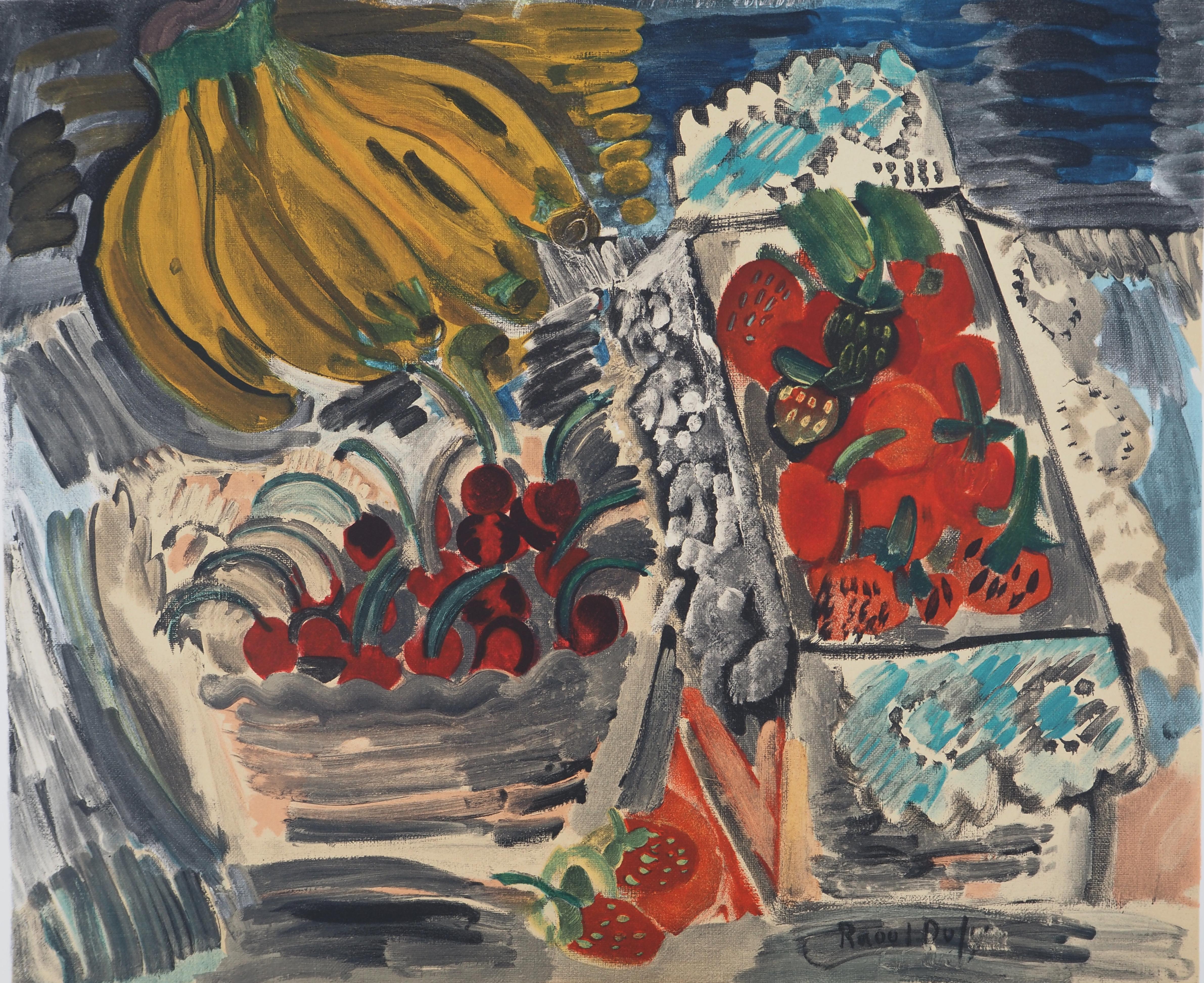 Stillleben mit Früchten - Lithographie in der Platte signiert (Mourlot) (Moderne), Print, von Raoul Dufy